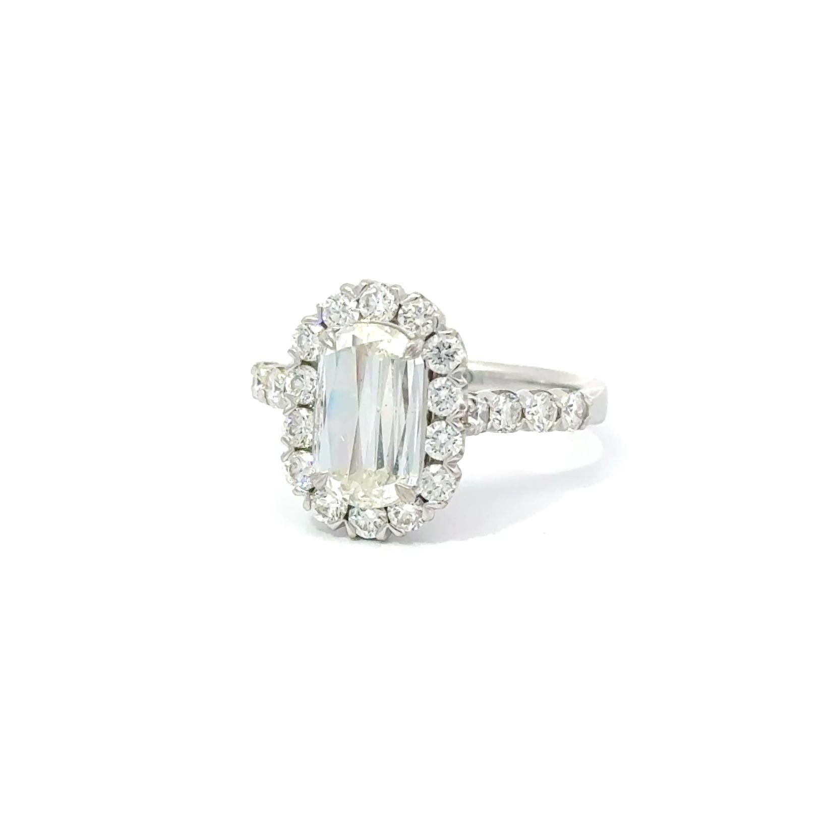 GIA Report 1.35ct Mod. Rectangular G/SI2 Diamond Engagement Ring Size 6.75