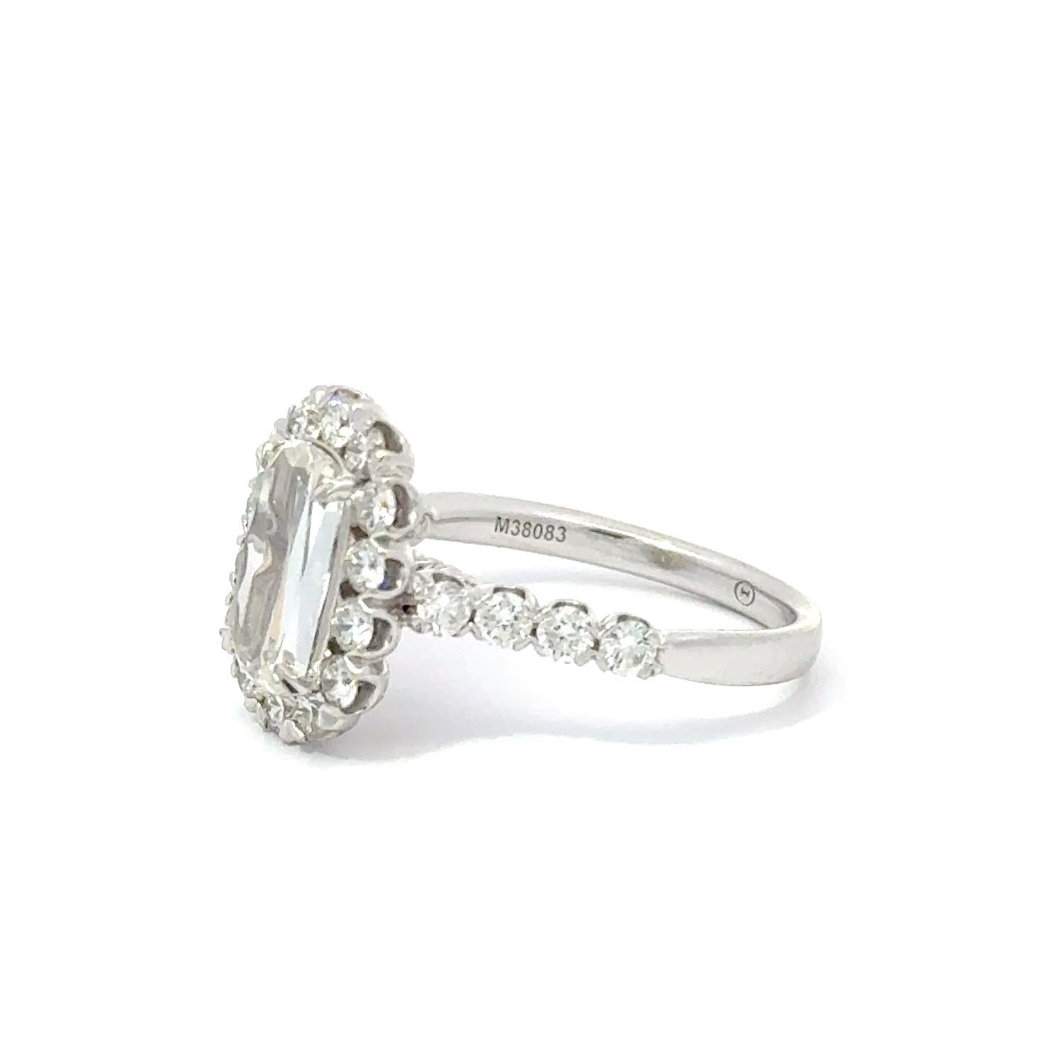 GIA Report 1.35ct Mod. Rectangular G/SI2 Diamond Engagement Ring Size 6.75