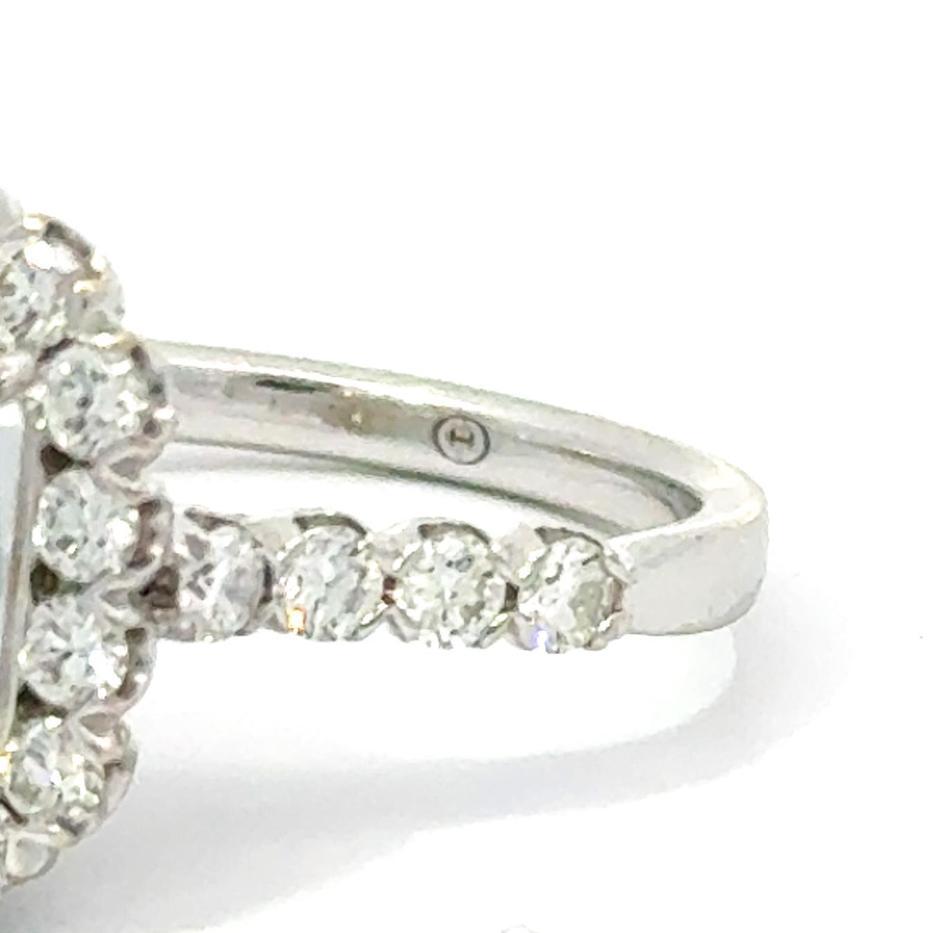 GIA Report 1.35ct Mod. Rectangular G/SI2 Diamond Engagement Ring Size 6.75