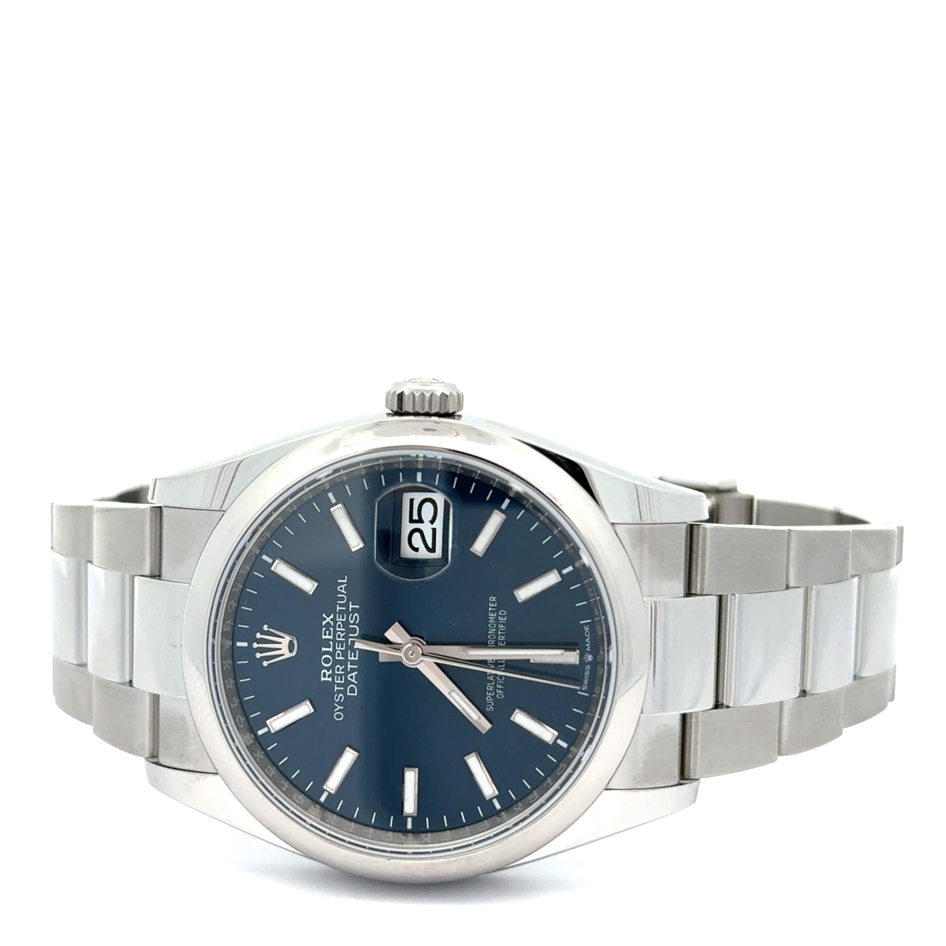 Rolex 2025 Datejust 126200 Blue Index Dial 36mm Oyster Watch w/ Box and Papers