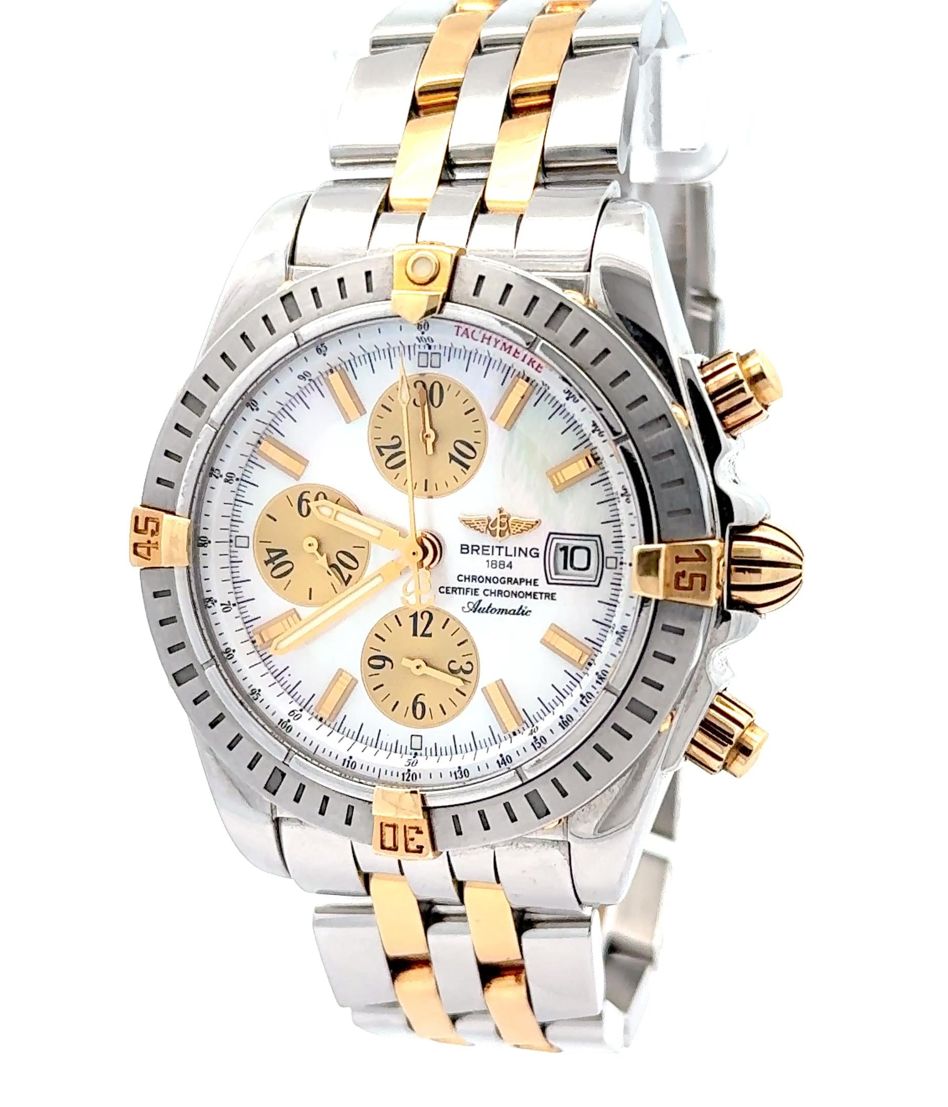 Breitling Chronomat Evolution B13356 44mm MoP Dial Two Tone Wrist Watch