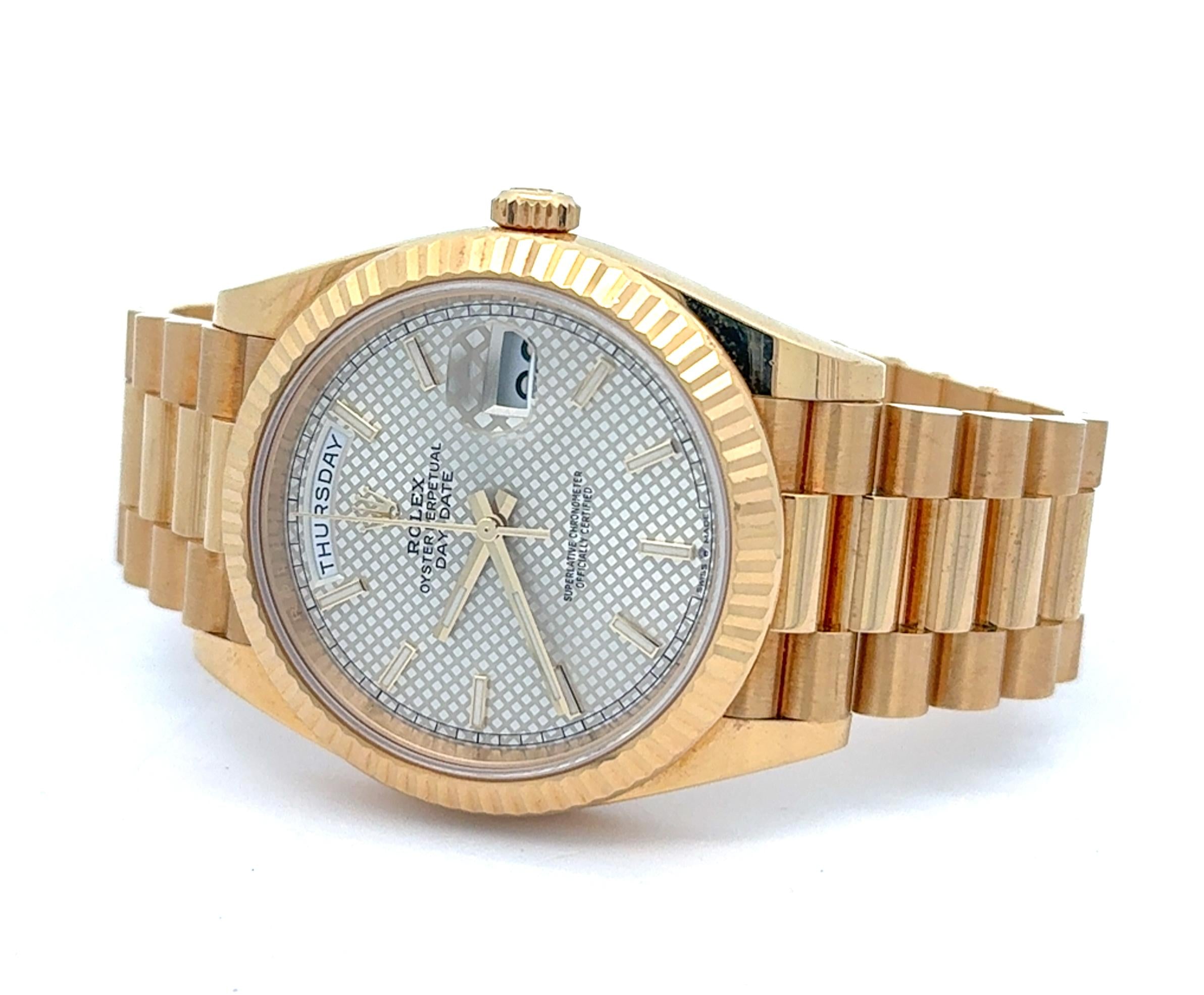 Rolex 2020 Day-Date 228238-0008 Yellow Gold Motif Dial Watch w/ Box and Papers