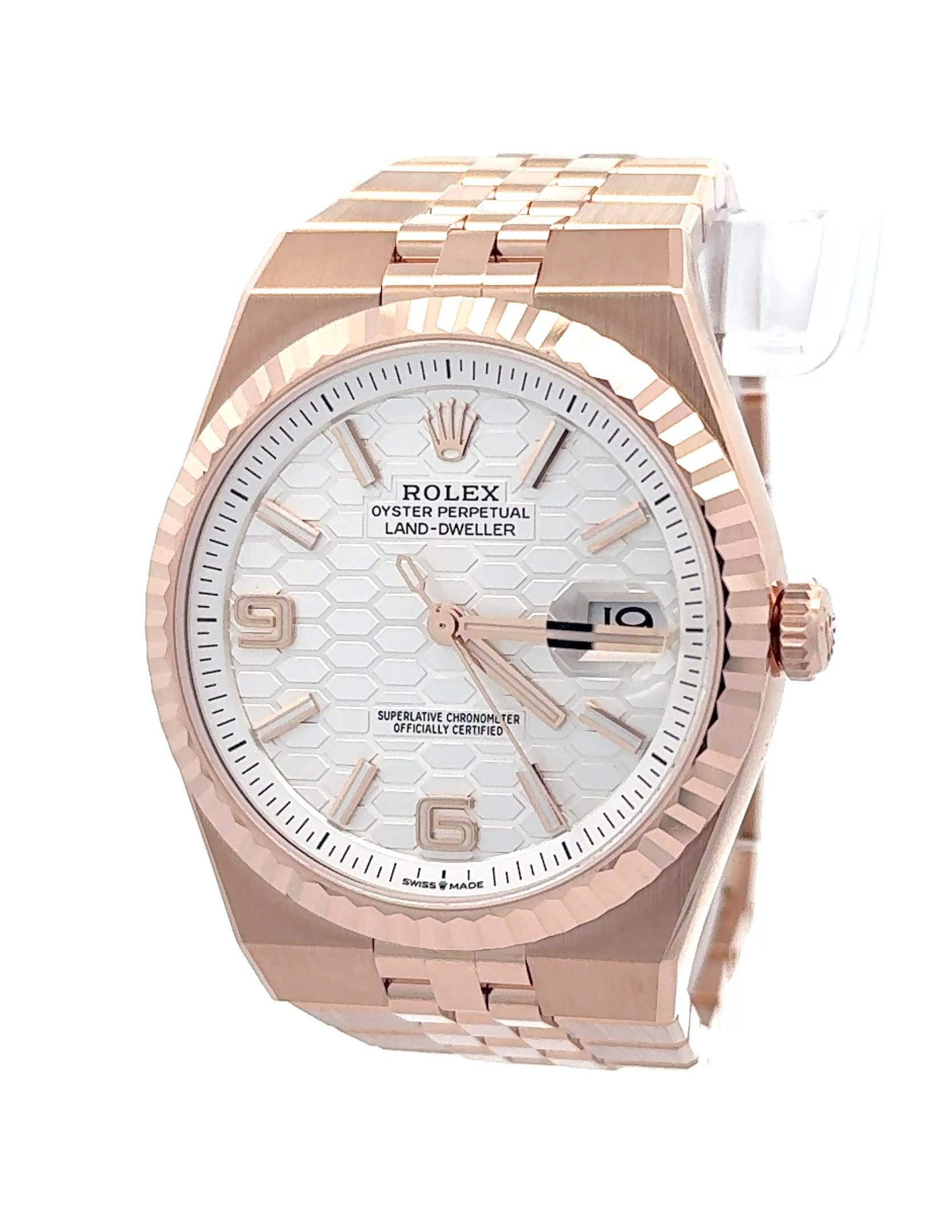 Rolex 2025 Land Dweller - 127335 18k Rose Gold 40mm White Dial Watch w/ FULL SET