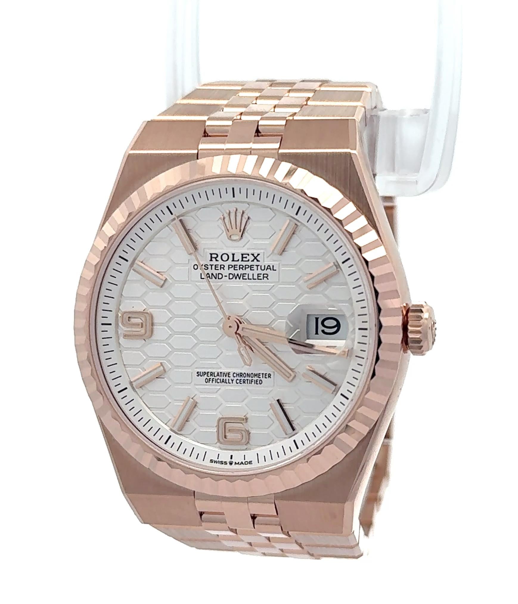 Rolex 2025 Land Dweller - 127335 18k Rose Gold 40mm White Dial Watch w/ FULL SET