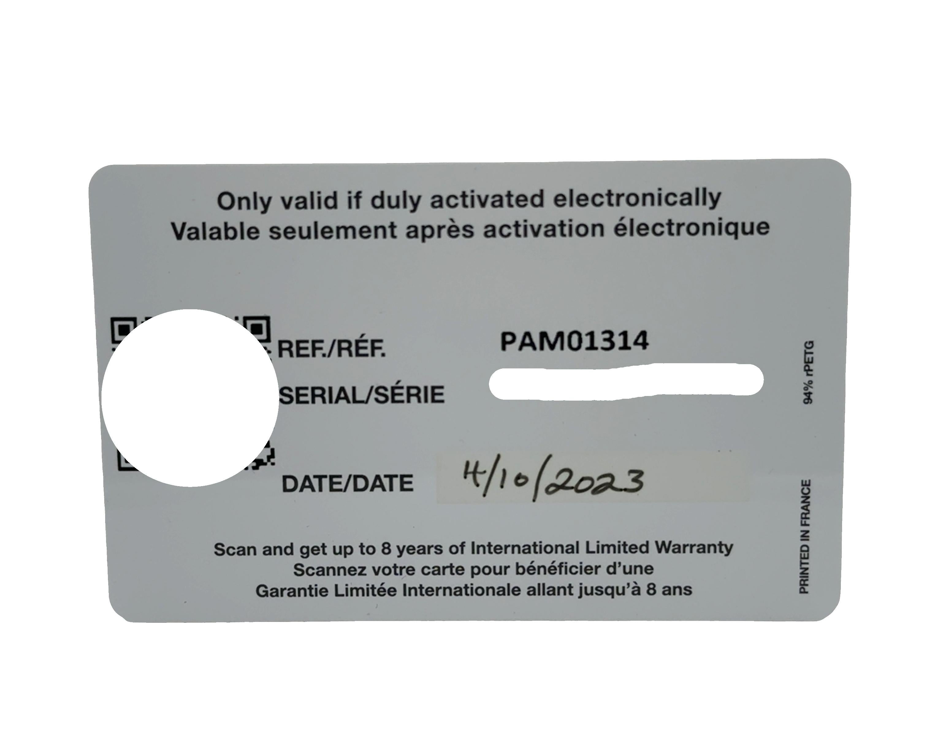 2023 Panerai Luminor Marina - PAM01314 44mm Stainless Steel White Dial Watch