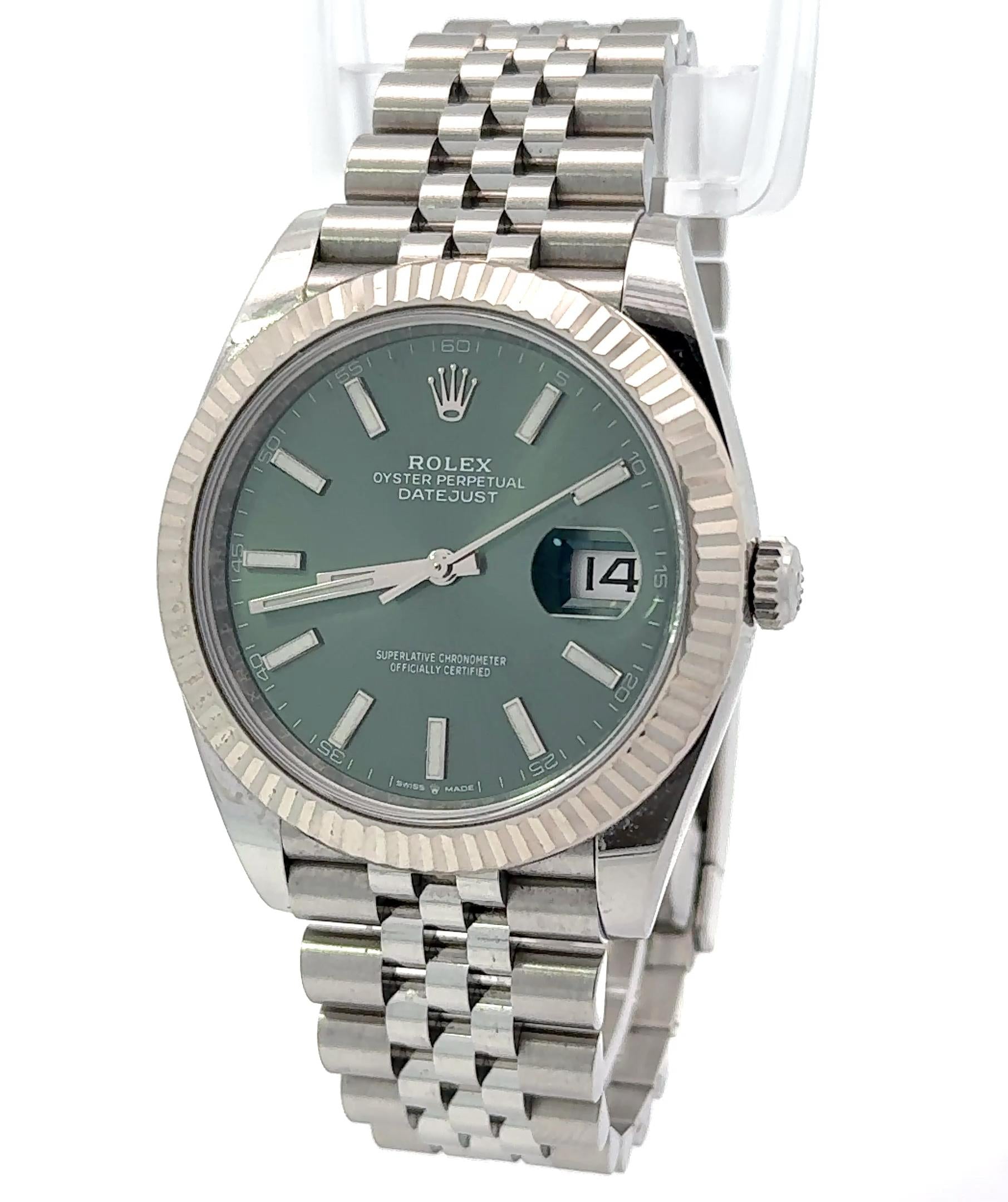 Rolex 2022 Datejust - 126334 Green Mint Dial Jubilee Watch w/ Card and Booklet