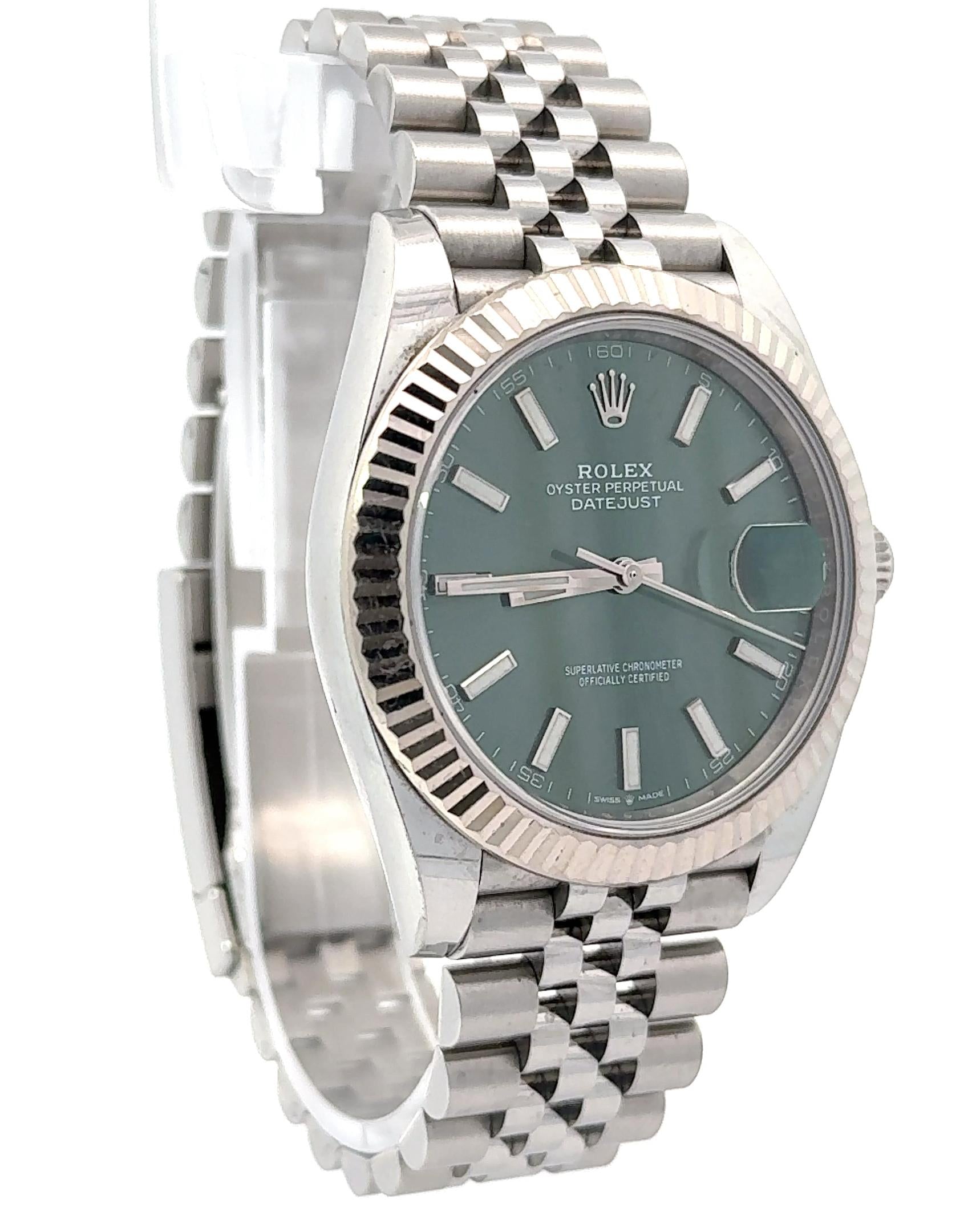 Rolex 2022 Datejust - 126334 Green Mint Dial Jubilee Watch w/ Card and Booklet