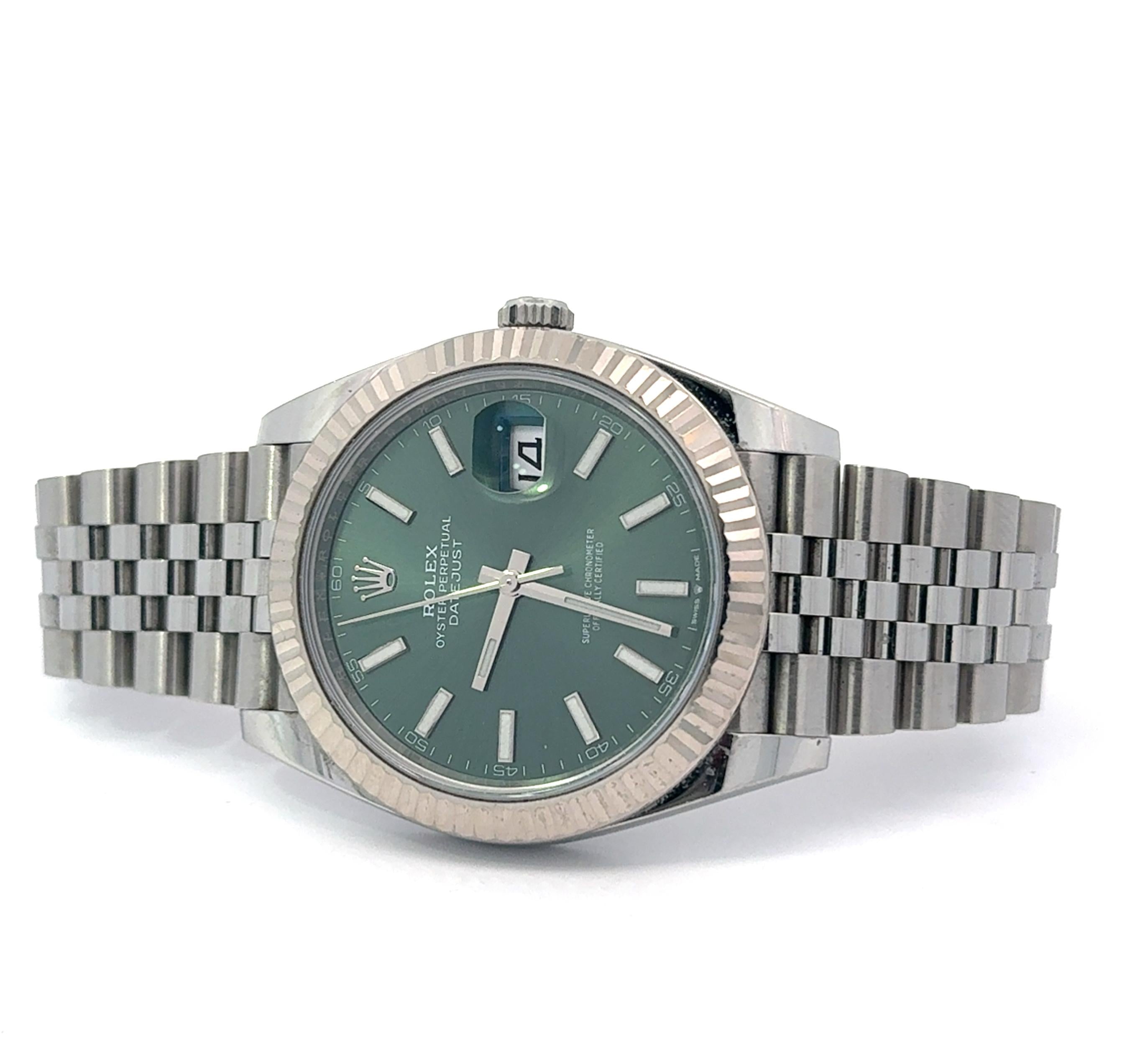 Rolex 2022 Datejust - 126334 Green Mint Dial Jubilee Watch w/ Card and Booklet