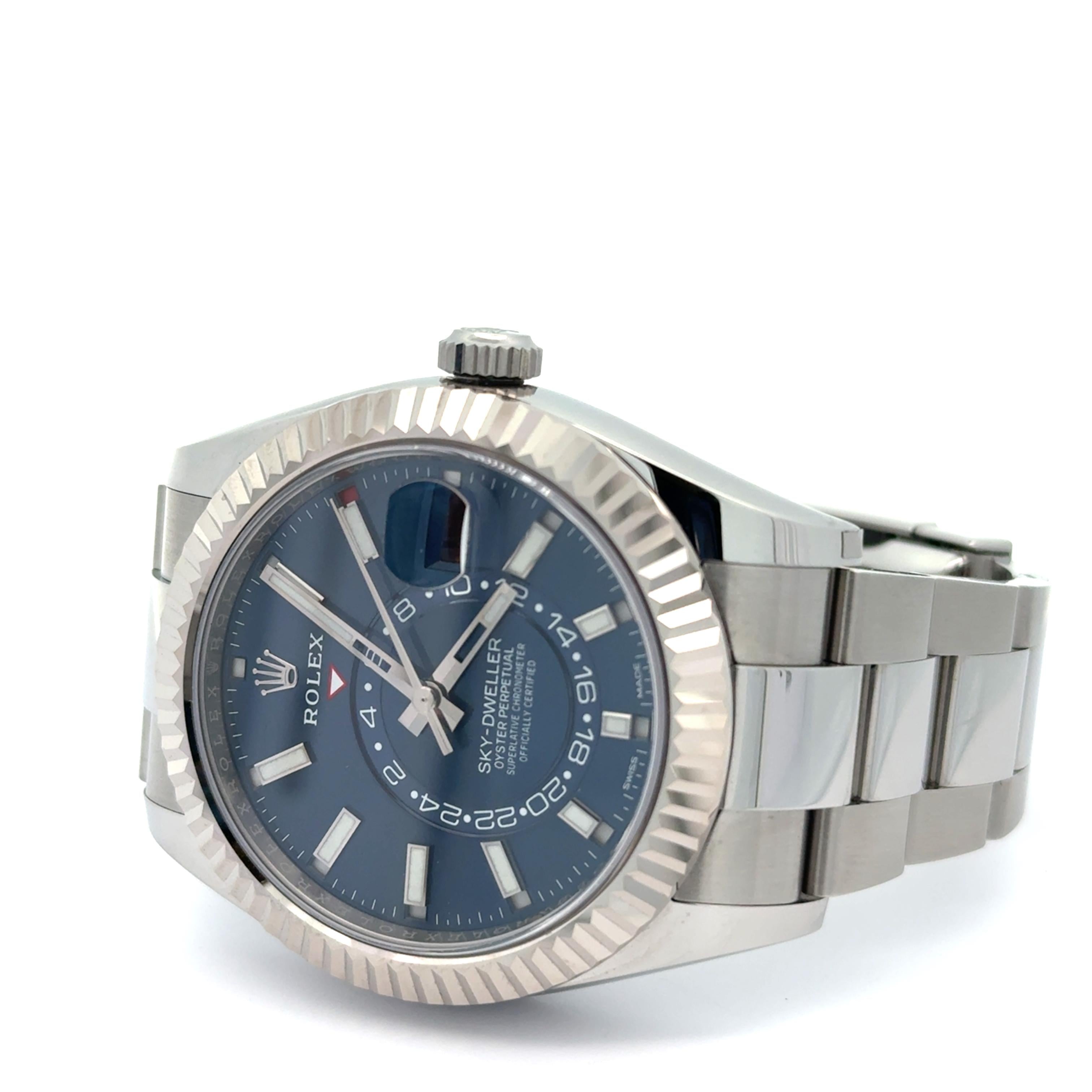 Rolex 2020 Sky-Dweller 326934 Stainless Blue Dial Watch w/ Box and Papers