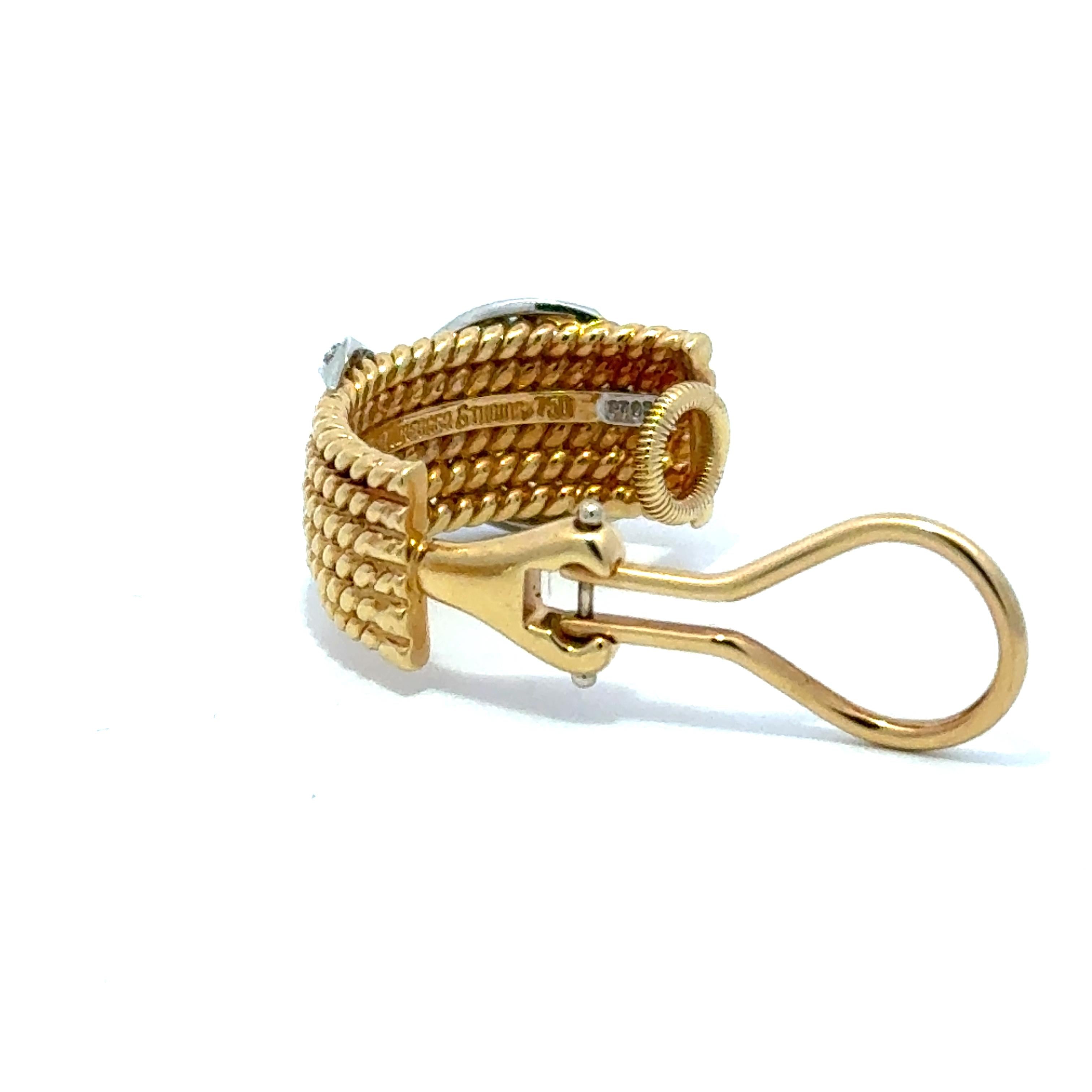 Tiffany And Co Schlumberger 18k Gold and 950 Platinum Diamond X 6 Rope Earrings