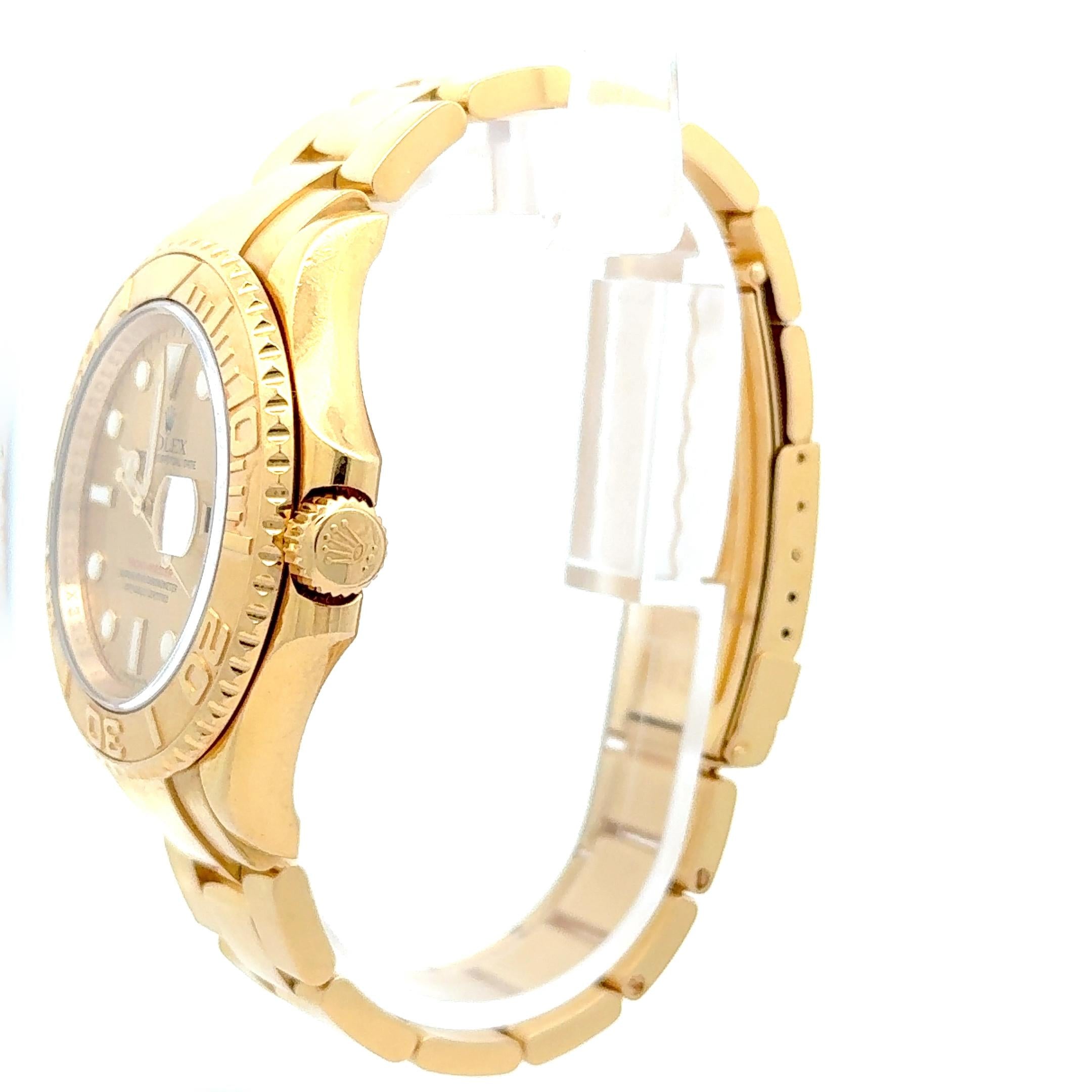 Rolex 2012 Yacht-Master 16628 Yellow Gold Champagne Dial Wrist Watch w/ Papers