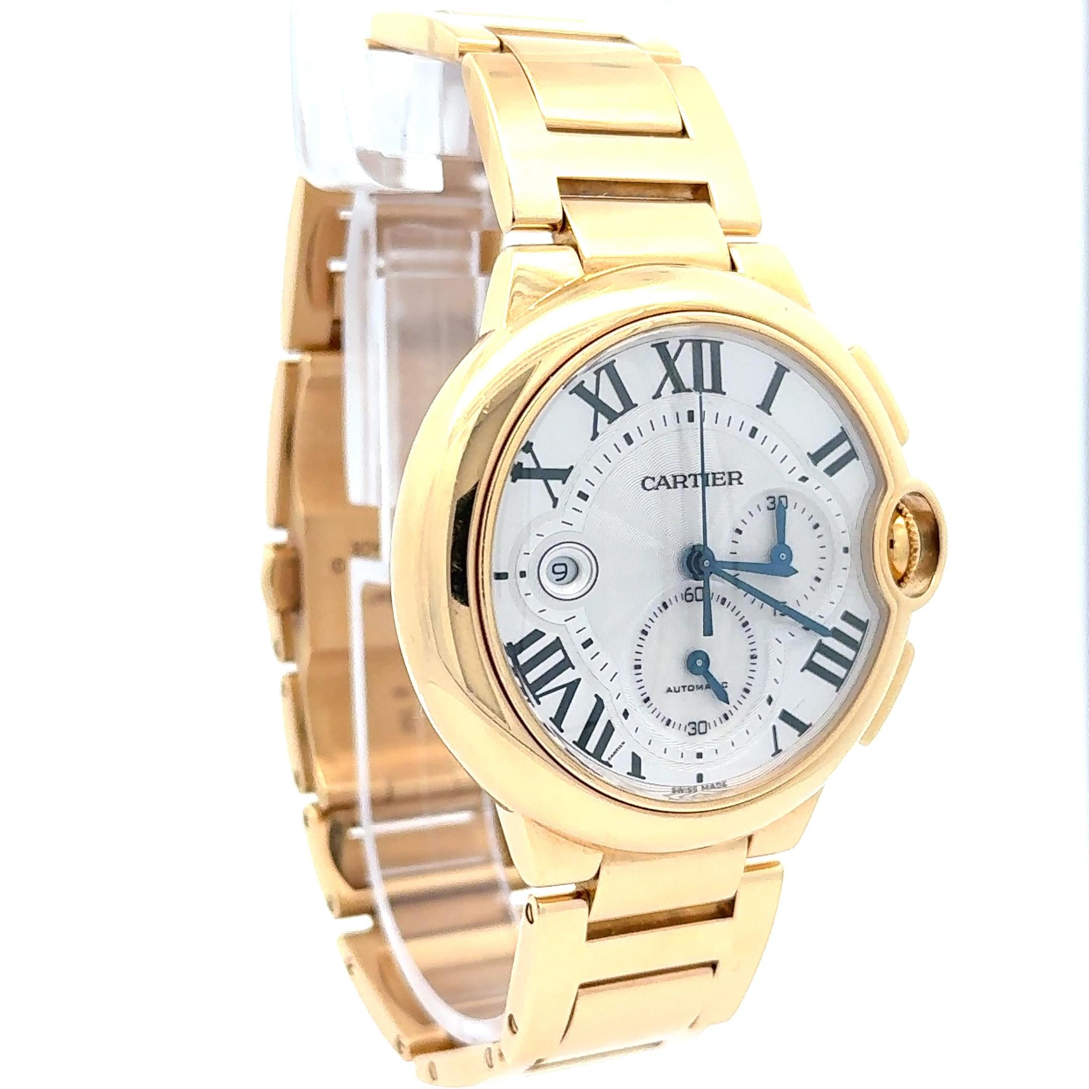 Cartier Ballon Bleu W6920008 Chronograph 18k Yellow Gold Watch w/ Box