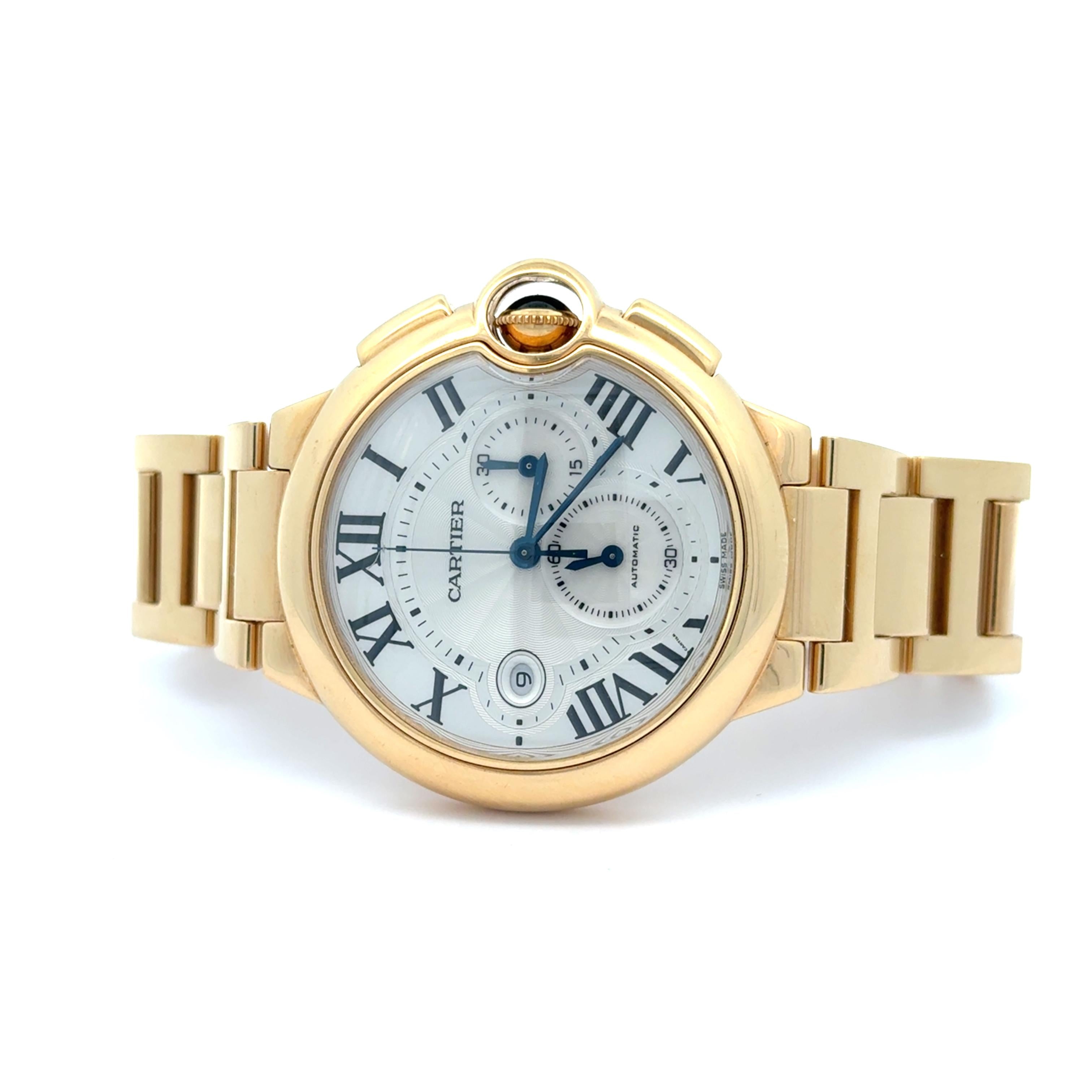Cartier Ballon Bleu W6920008 Chronograph 18k Yellow Gold Watch w/ Box