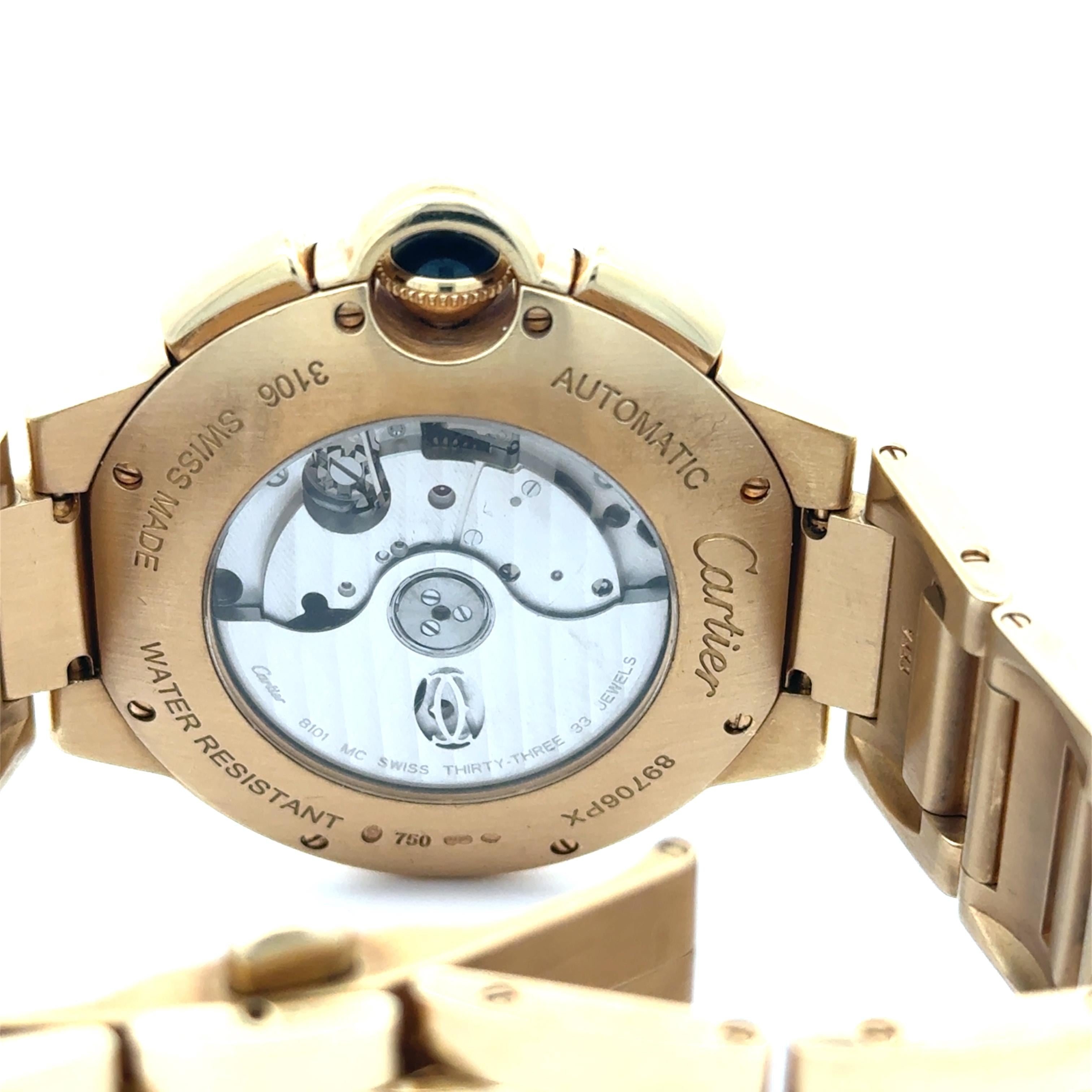 Cartier Ballon Bleu W6920008 Chronograph 18k Yellow Gold Watch w/ Box