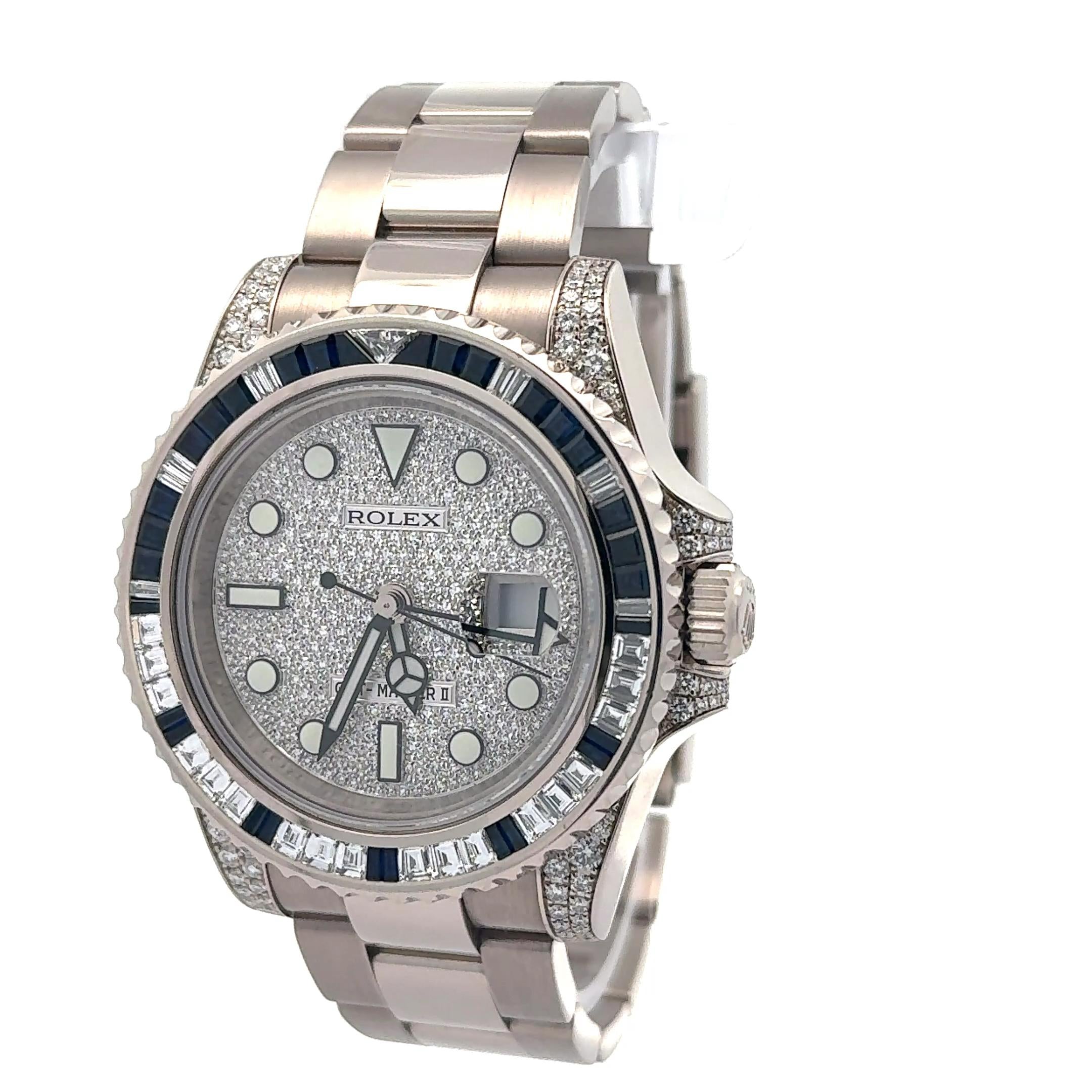 Rolex GMT-Master II 116759SA White Gold 40mm Diamond/Sapphire Bezel Wrist Watch
