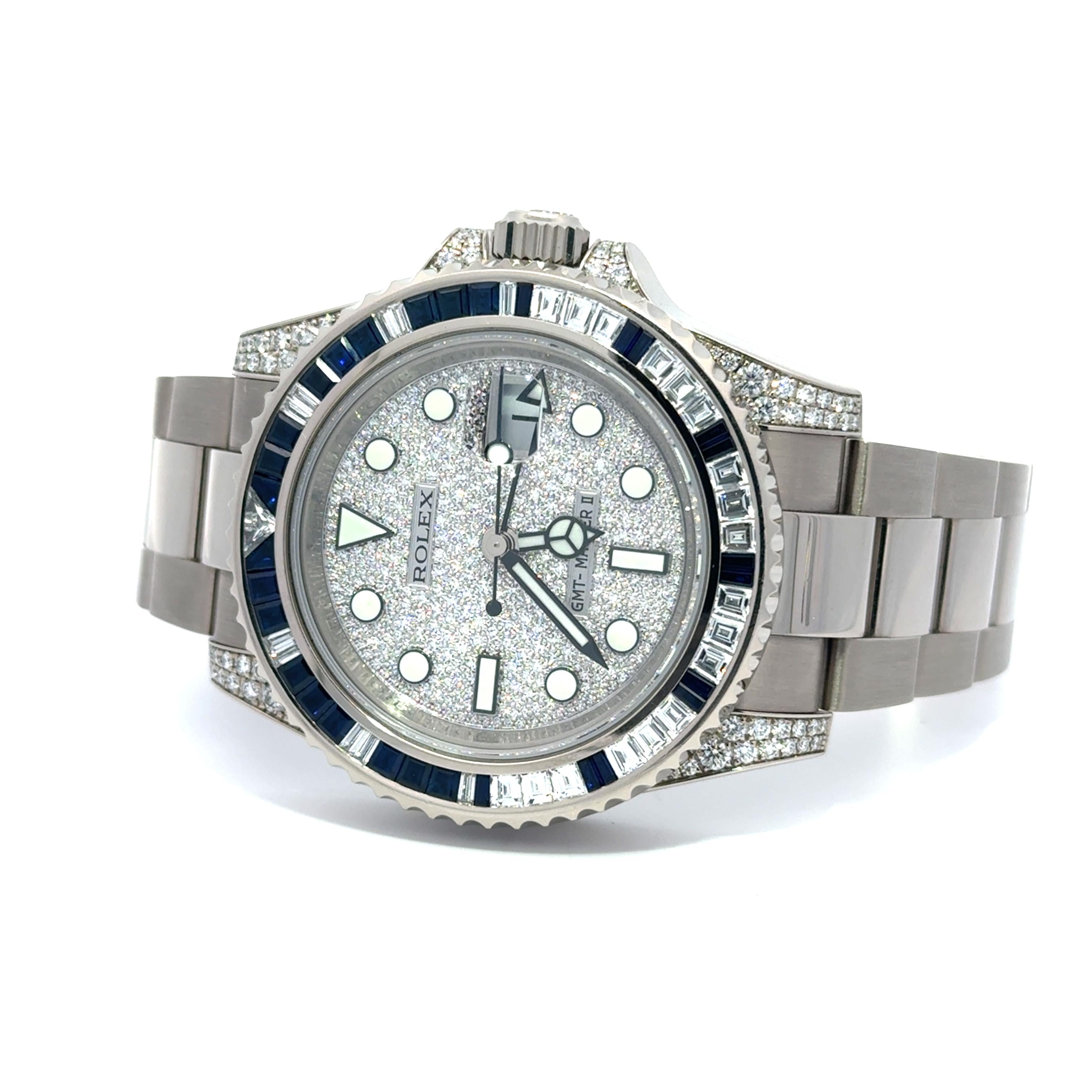 Rolex GMT-Master II 116759SA White Gold 40mm Diamond/Sapphire Bezel Wrist Watch