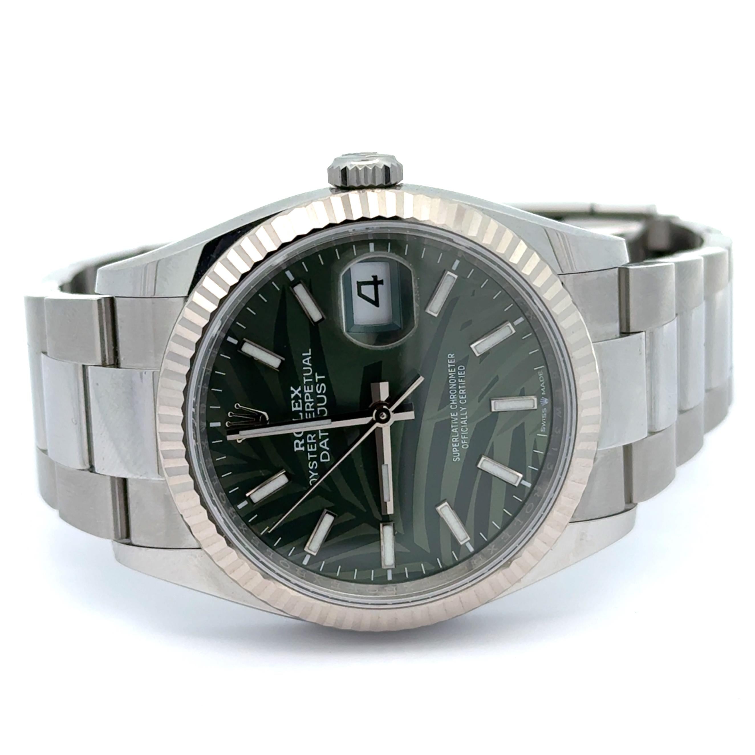 Rolex 2022 Datejust 126234 Green Palm Dial 36mm Watch w/ Box and Papers