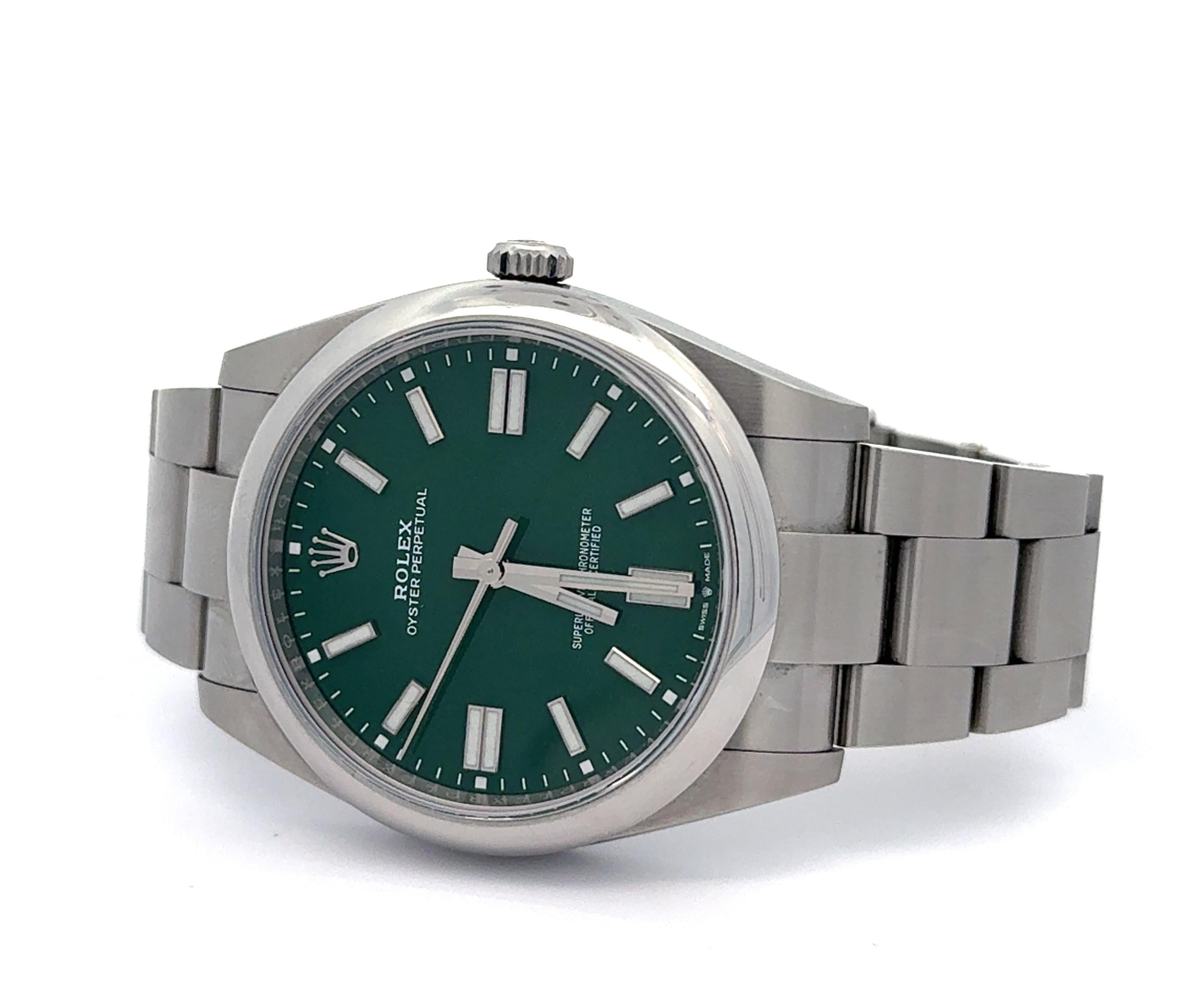 Rolex 2022 Oyster Perpetual 124300 Green Dial 41mm Watch w/ Box and Papers