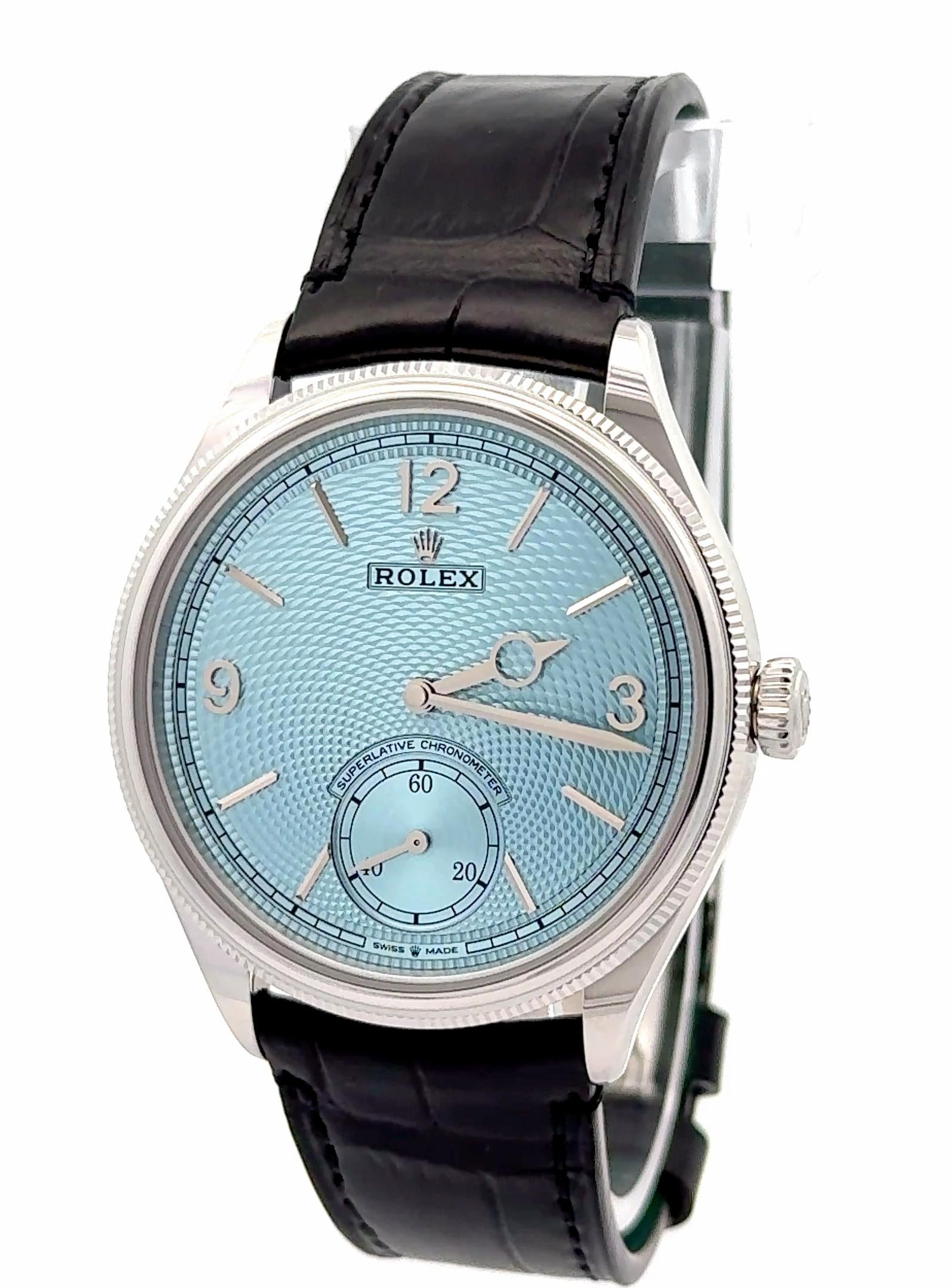 Rolex 2025 1908 Ref: 52506 39mm Platinum Ice Blue Dial Watch w/ FULL SET