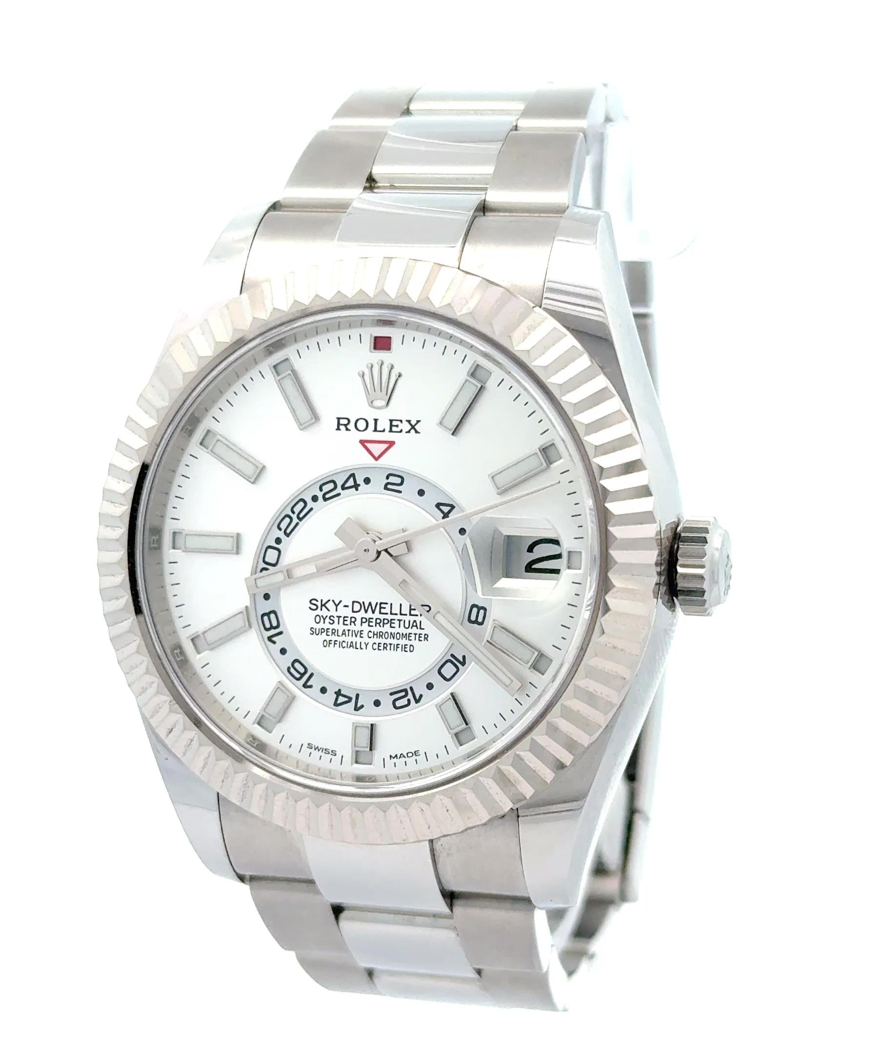 Rolex 2022 Sky-Dweller 326934 Stainless Steel White Dial Watch w/ Box and Card