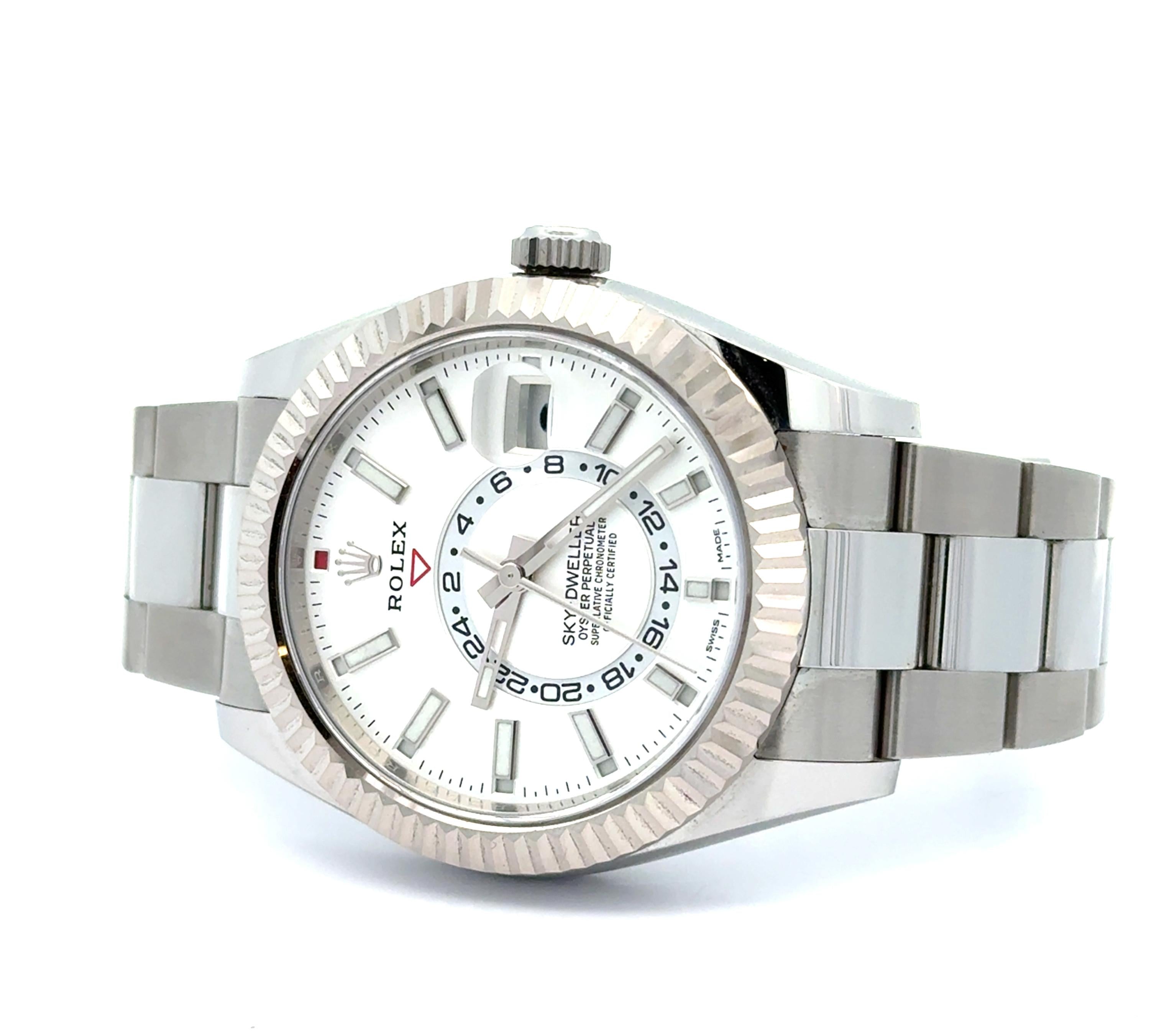 Rolex 2022 Sky-Dweller 326934 Stainless Steel White Dial Watch w/ Box and Card