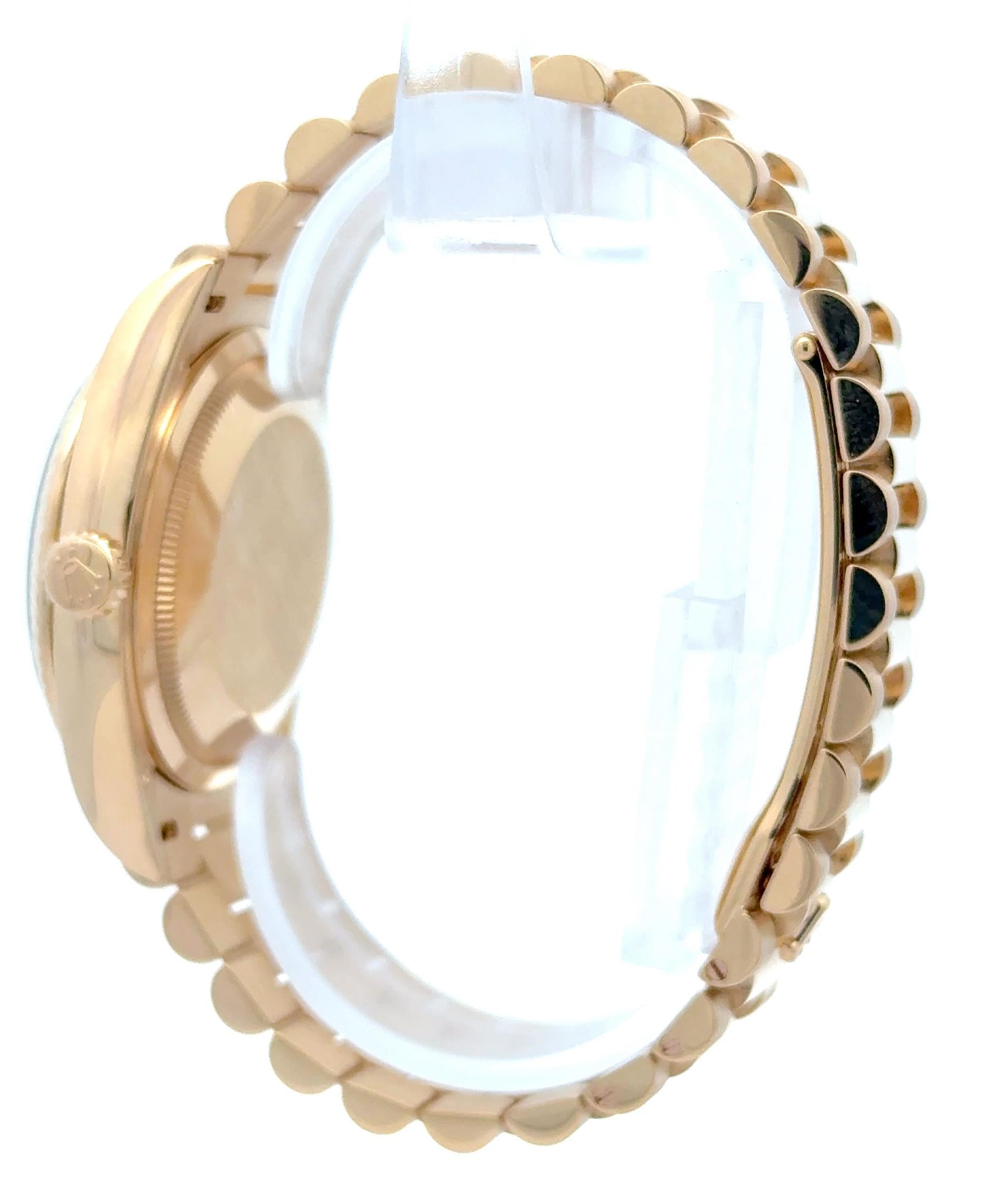 Rolex 2022 Day-Date 128238-0071 Turquoise Dial Diamond Indices Yellow Gold Watch