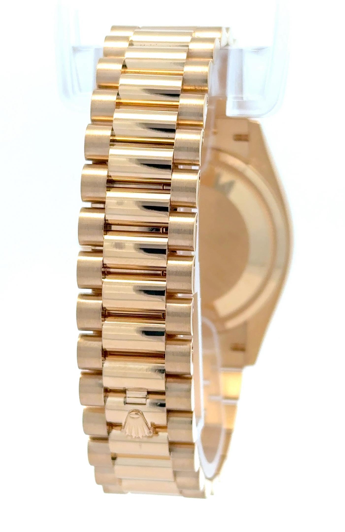 Rolex 2022 Day-Date 128238-0071 Turquoise Dial Diamond Indices Yellow Gold Watch