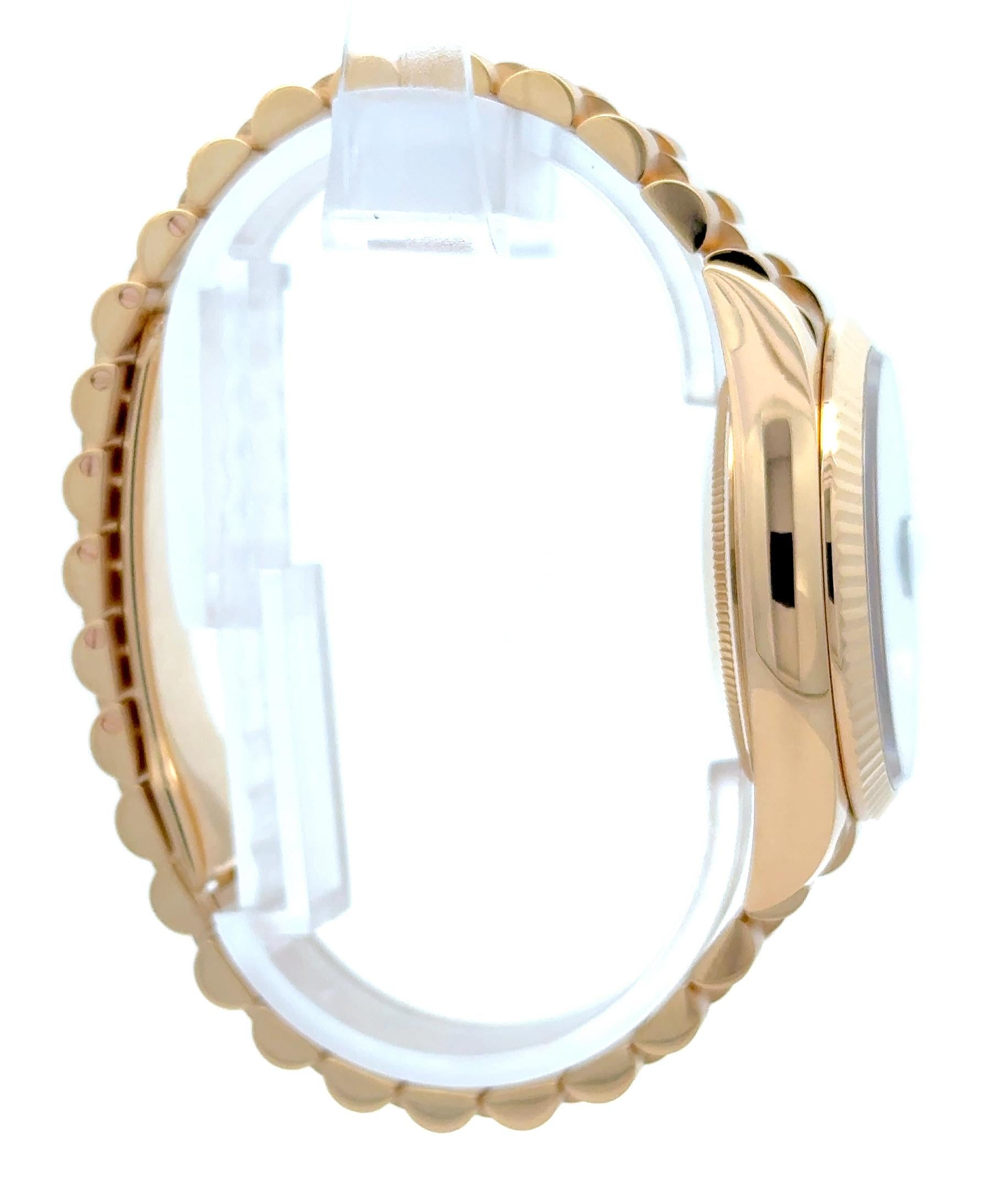 Rolex 2022 Day-Date 128238-0071 Turquoise Dial Diamond Indices Yellow Gold Watch