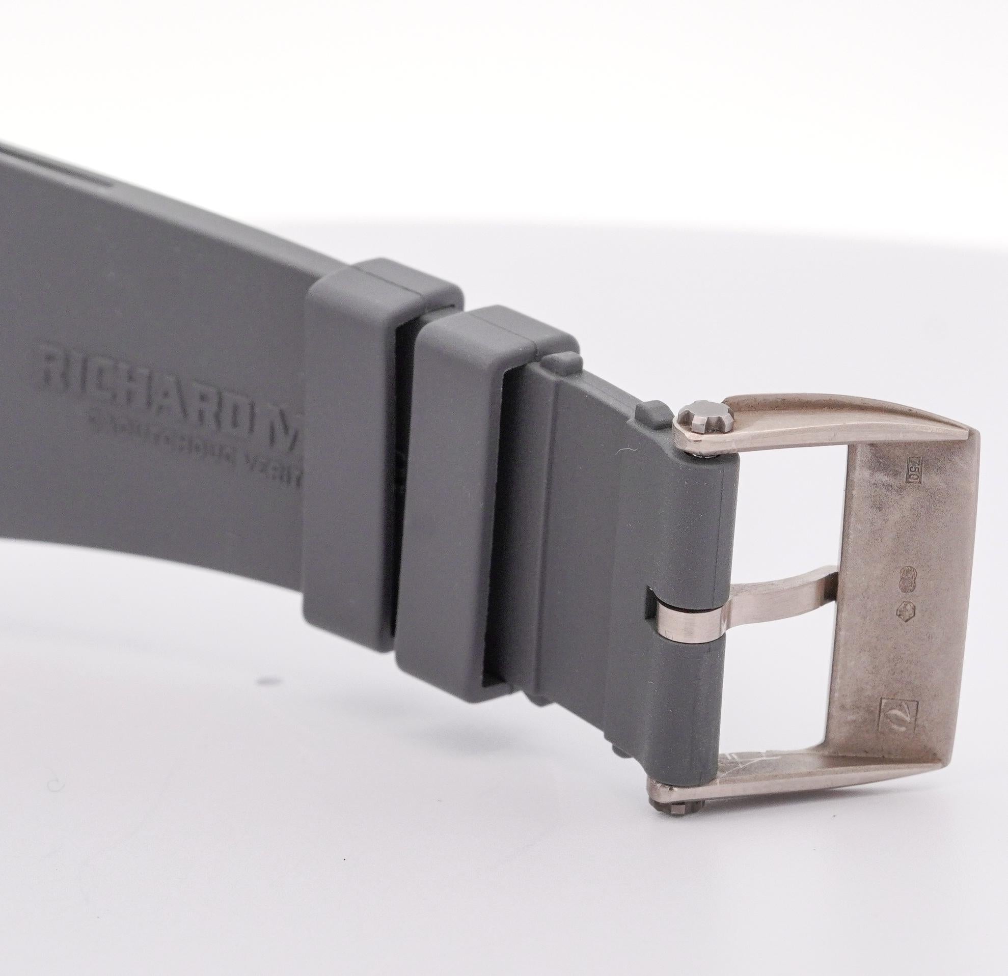 Richard Mille RM005 Automatic White Gold Skeleton Dial Gray Rubber Strap Watch