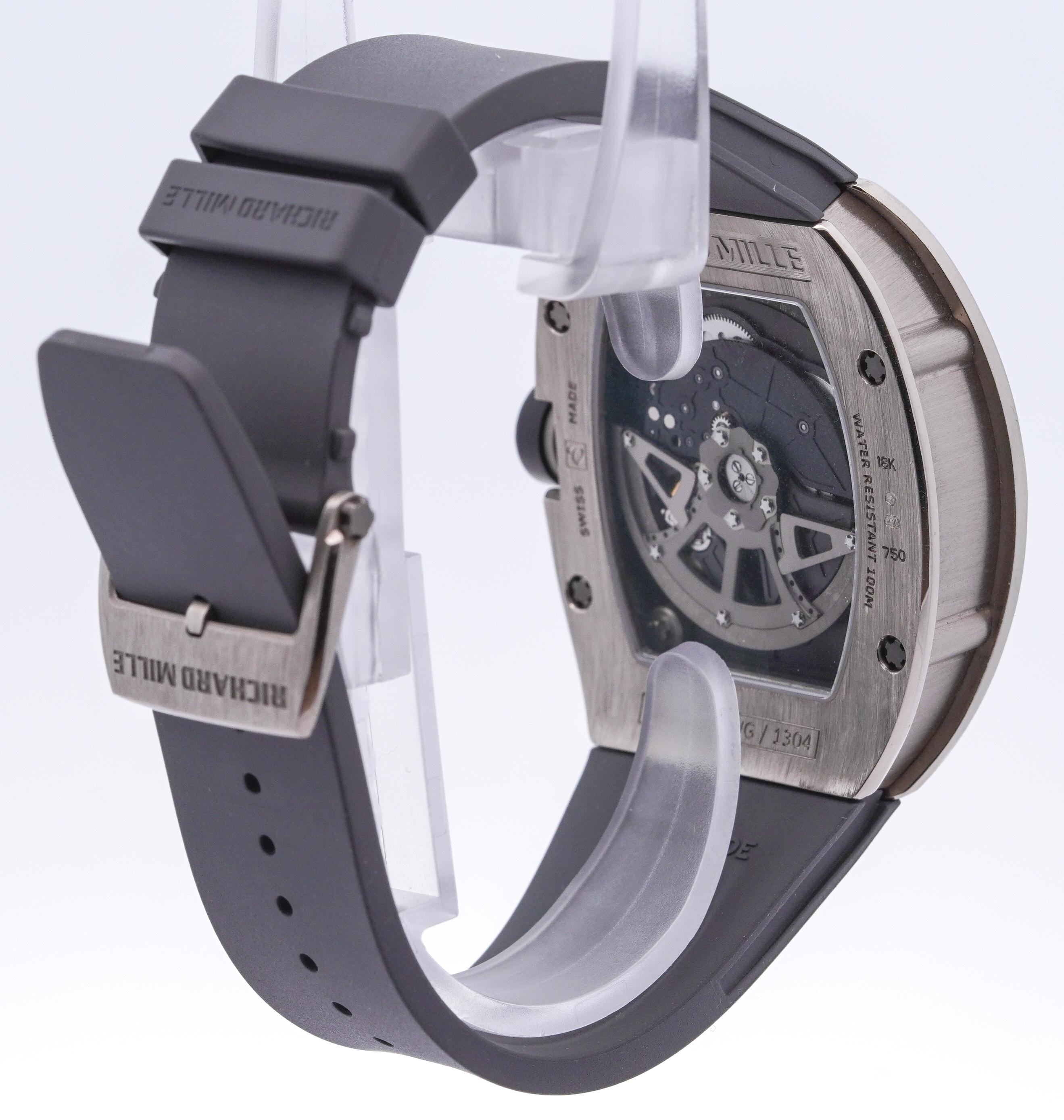 Richard Mille RM005 Automatic White Gold Skeleton Dial Gray Rubber Strap Watch