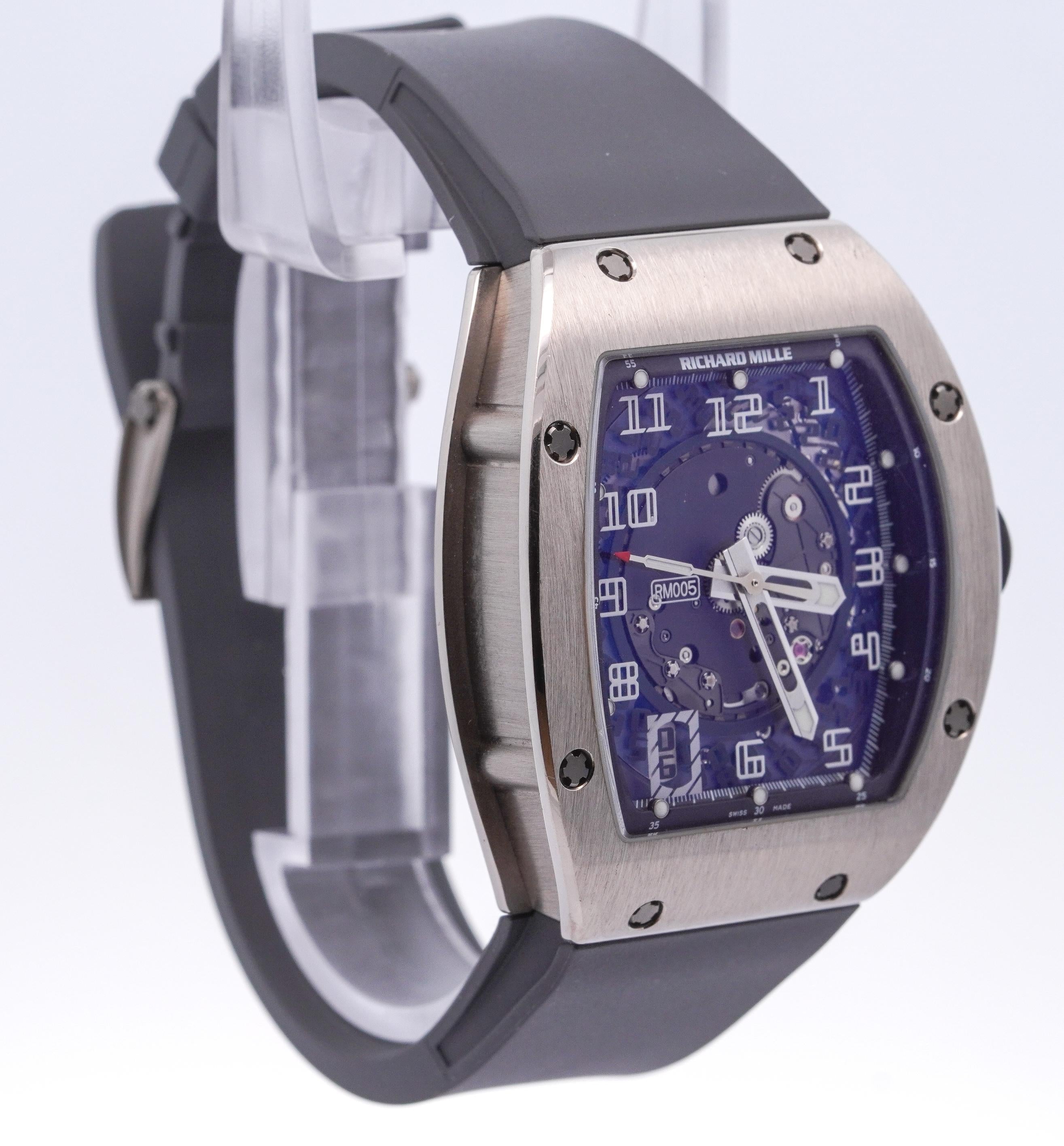 Richard Mille RM005 Automatic White Gold Skeleton Dial Gray Rubber Strap Watch