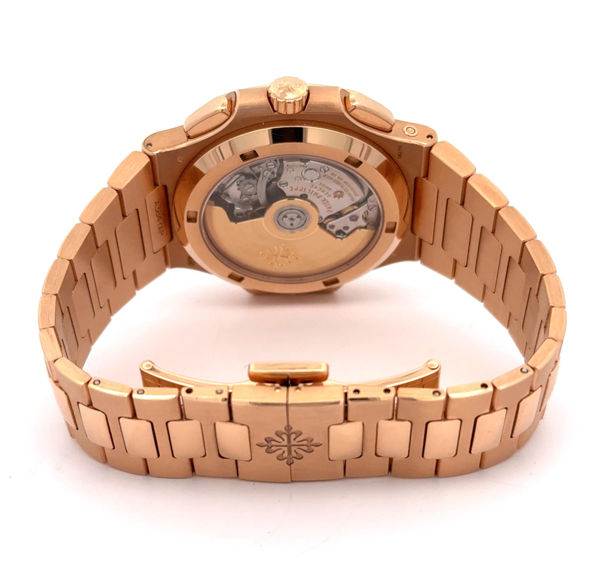 Patek Philippe 2023 Nautilus 5990/1R 18k Rose Gold Blue Dial Chronograph Watch