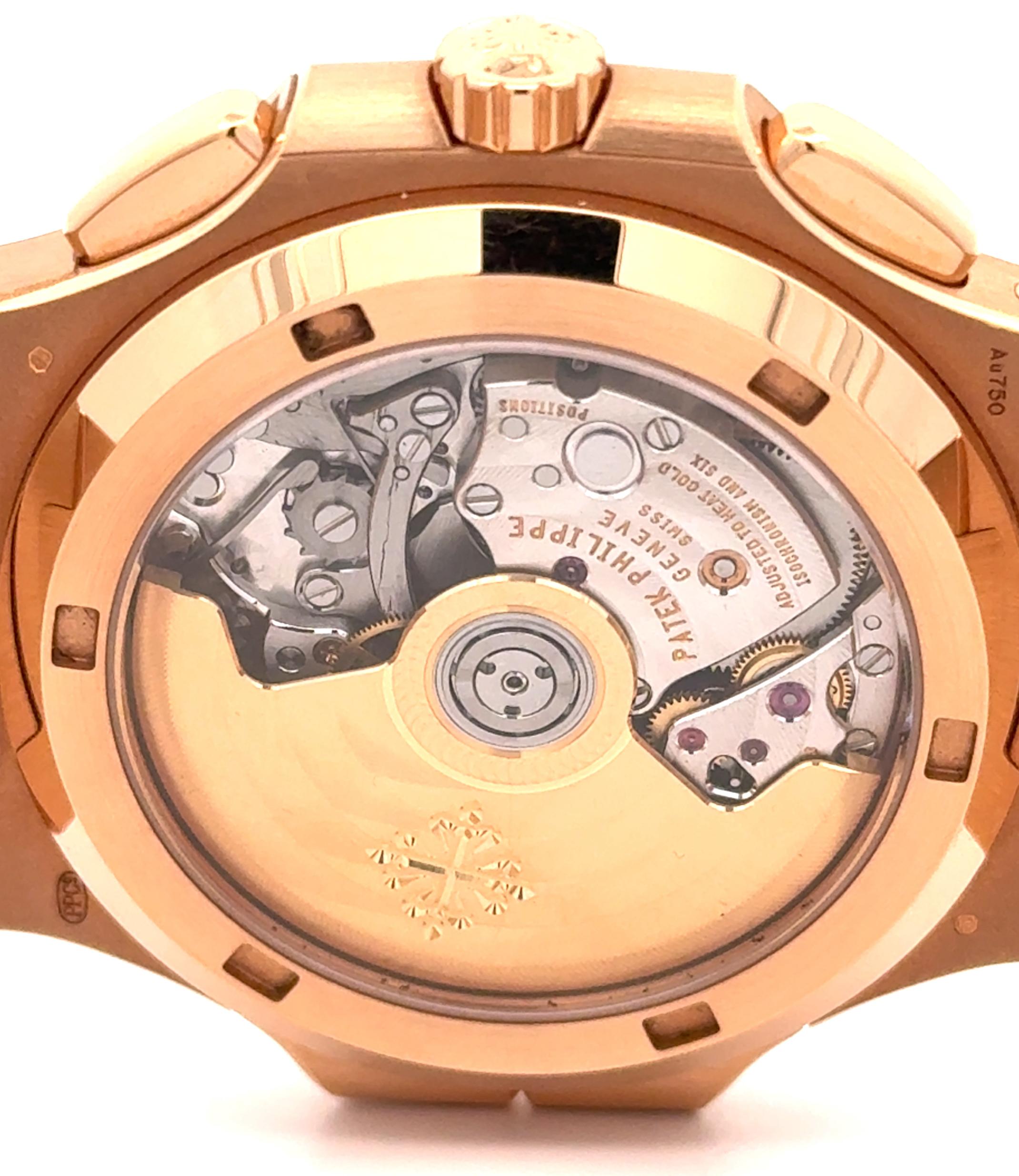 Patek Philippe 2023 Nautilus 5990/1R 18k Rose Gold Blue Dial Chronograph Watch