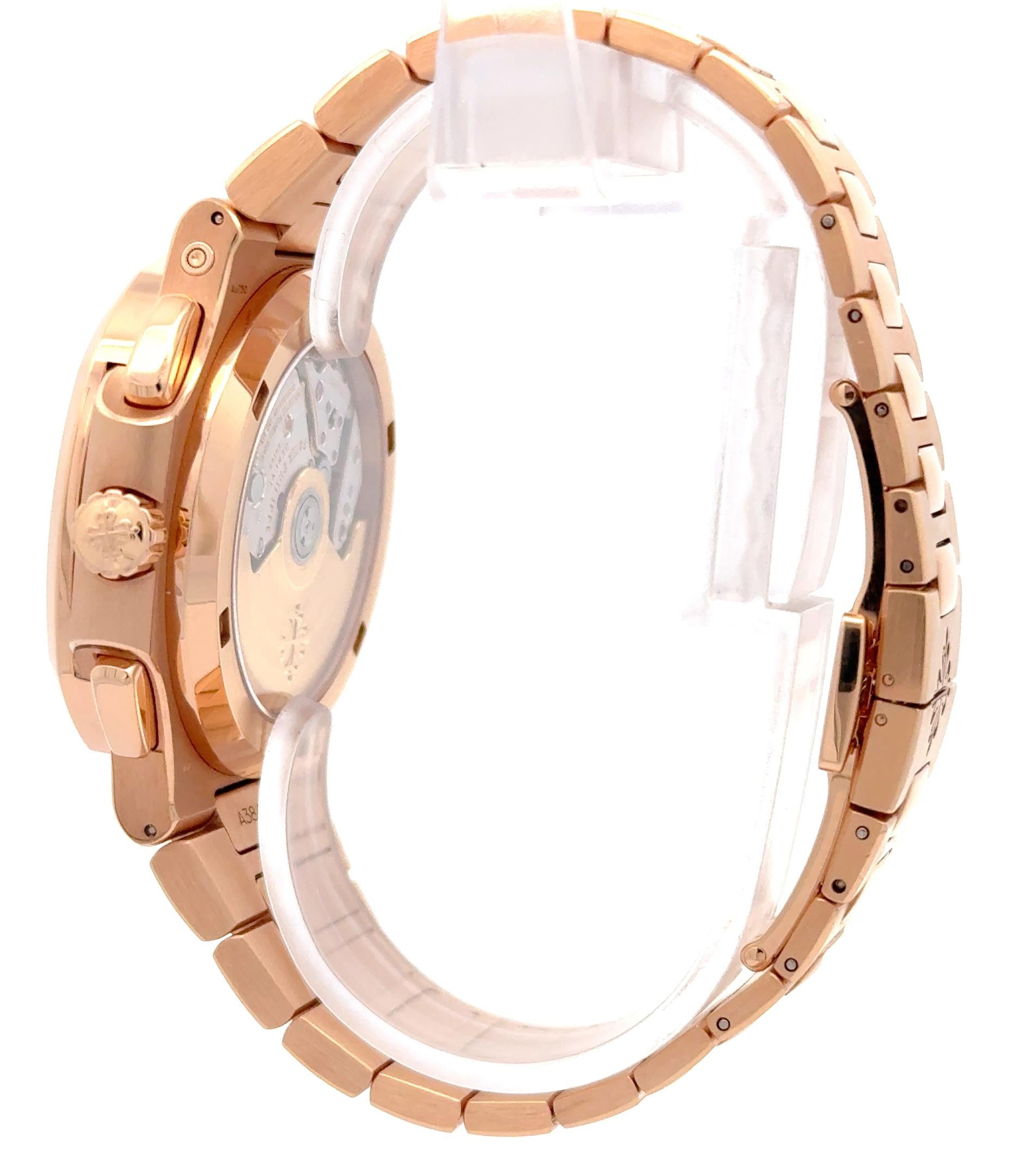 Patek Philippe 2023 Nautilus 5990/1R 18k Rose Gold Blue Dial Chronograph Watch