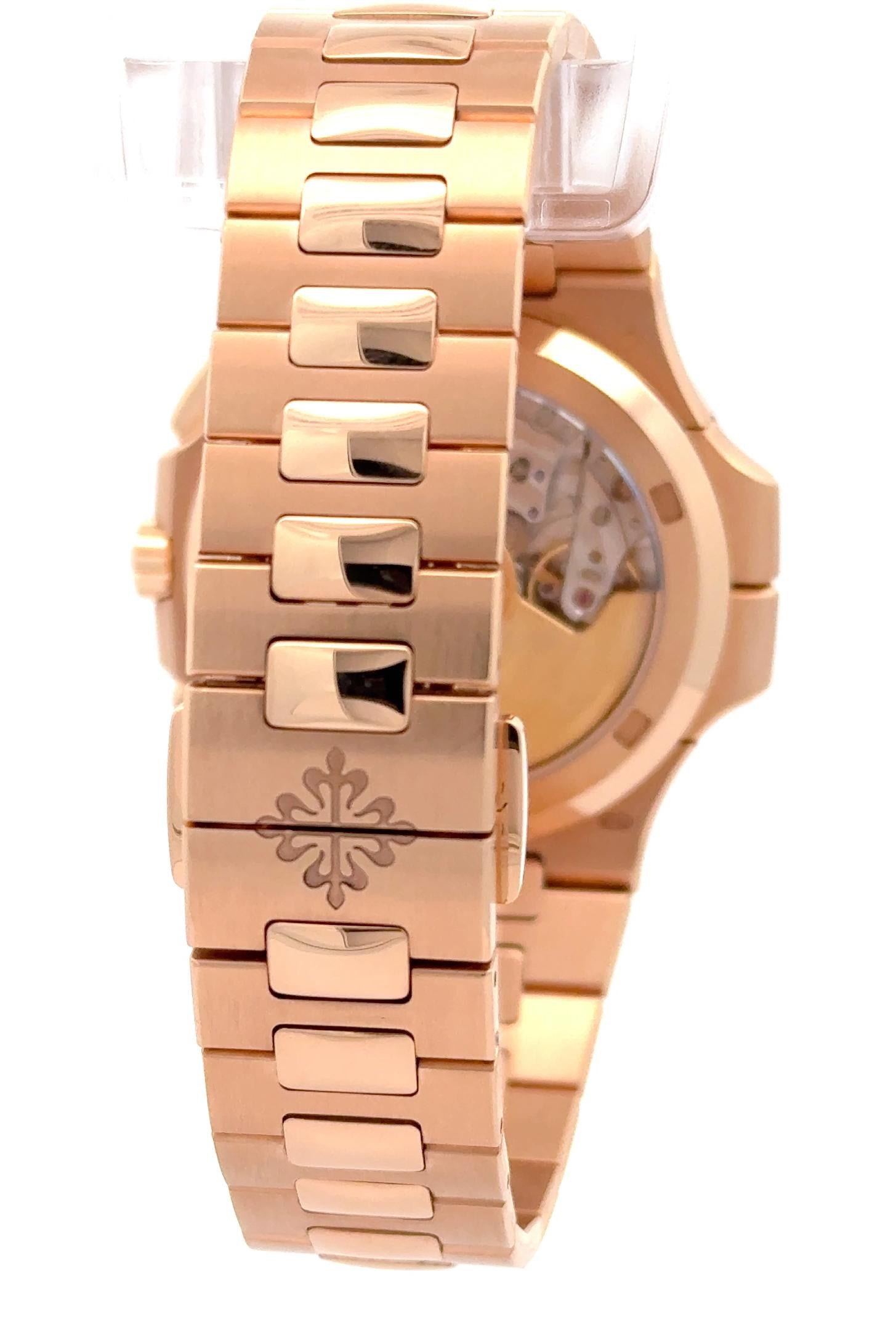 Patek Philippe 2023 Nautilus 5990/1R 18k Rose Gold Blue Dial Chronograph Watch