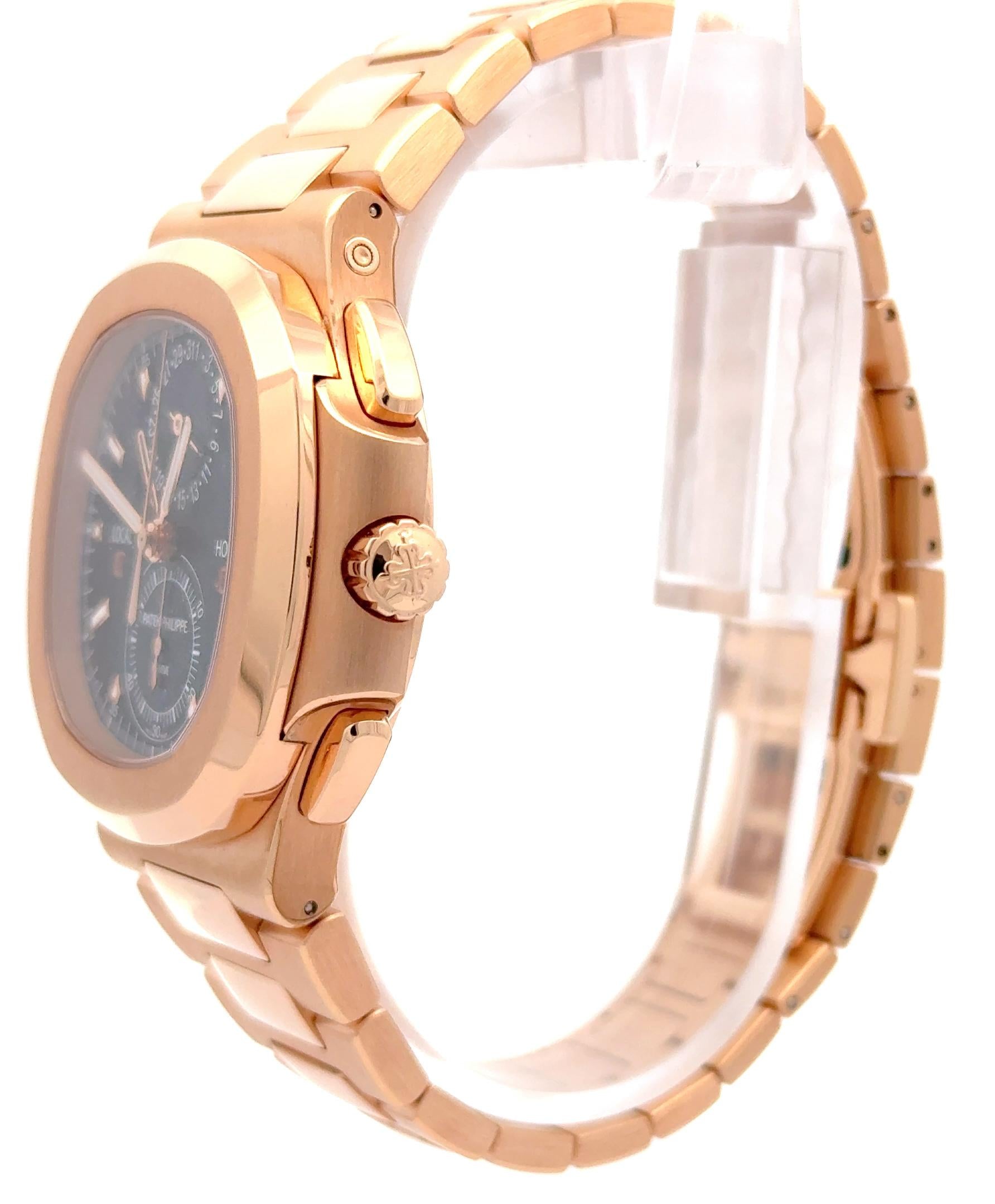 Patek Philippe 2023 Nautilus 5990/1R 18k Rose Gold Blue Dial Chronograph Watch