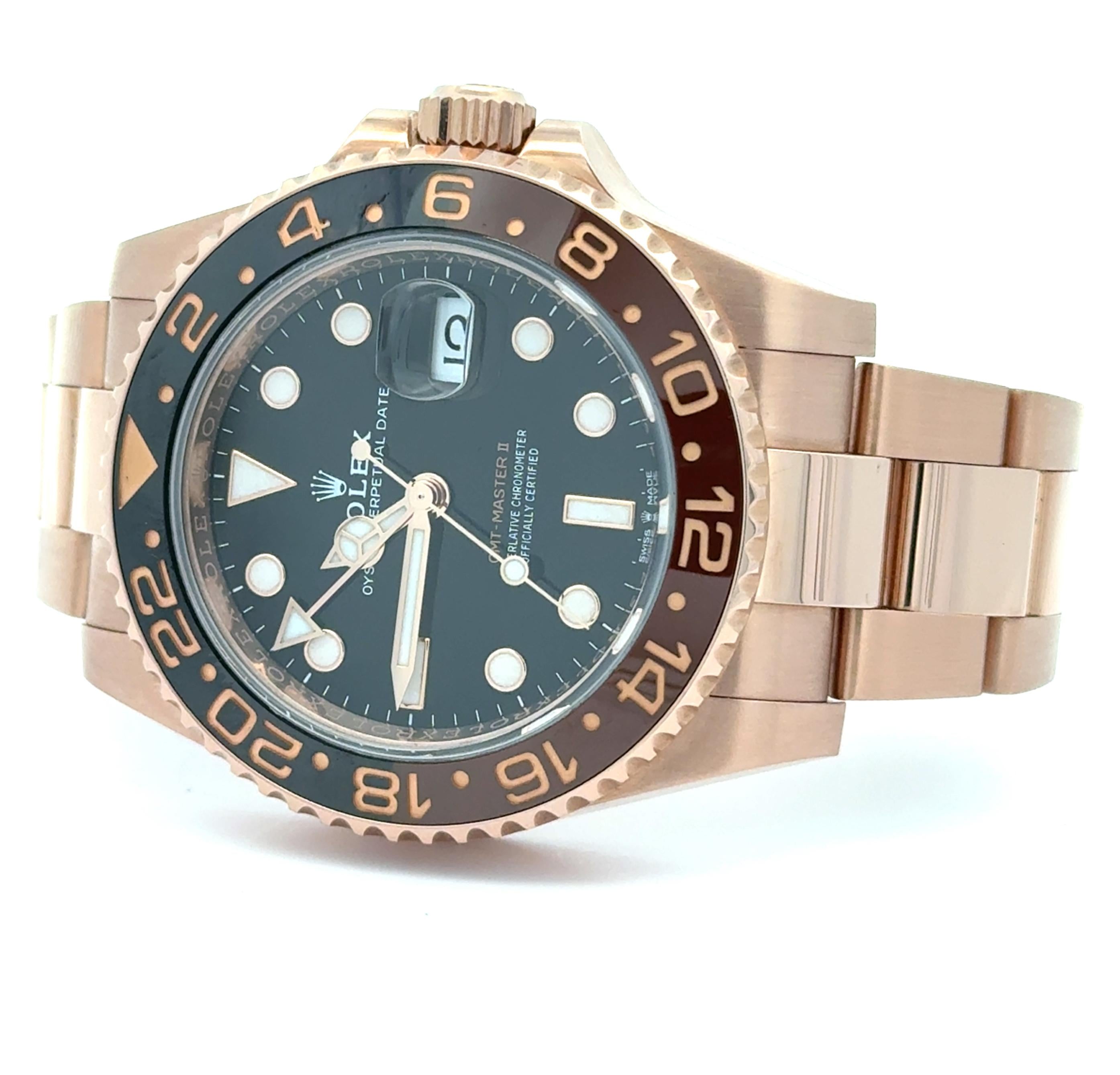 Rolex 2022 GMT-Master II 126715CHNR 18k Rose Gold 40mm Watch w/ Box and Card