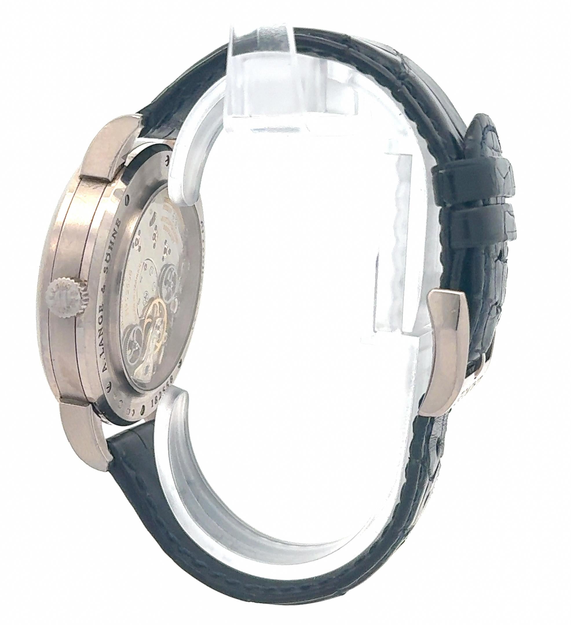 A. Lange & Sohne 2009 Lange 1 Time Zone 116.026 18k White Gold Watch w/ Booklets