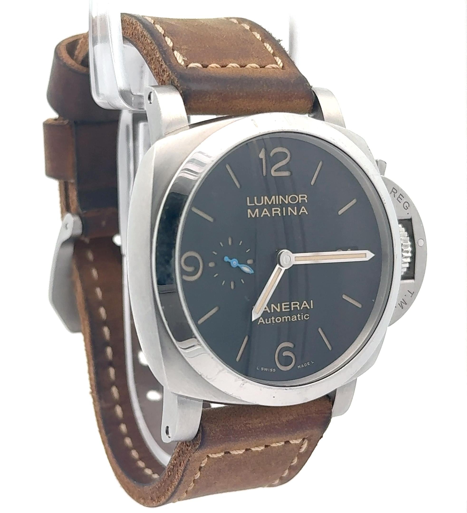 2018 Panerai OP7561313 Luminor Marina Stainless Watch w/ Box andCard