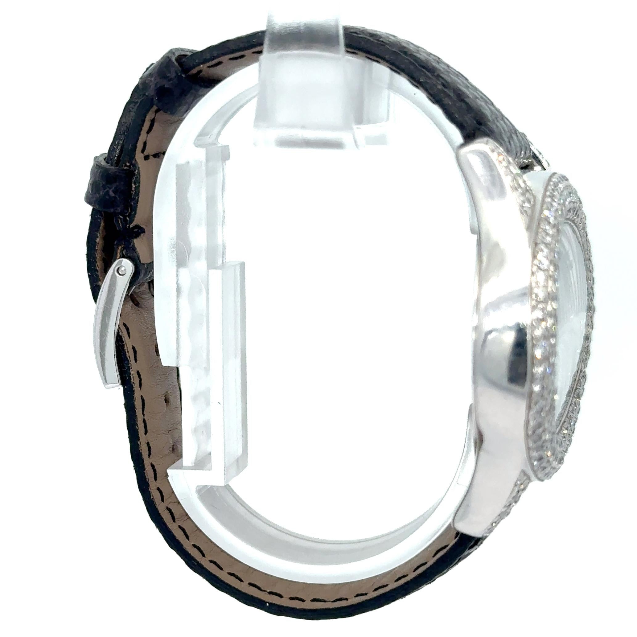 Chopard 18k White Gold and Diamond Montres Dame Cat Eye Ladies Wrist Watch