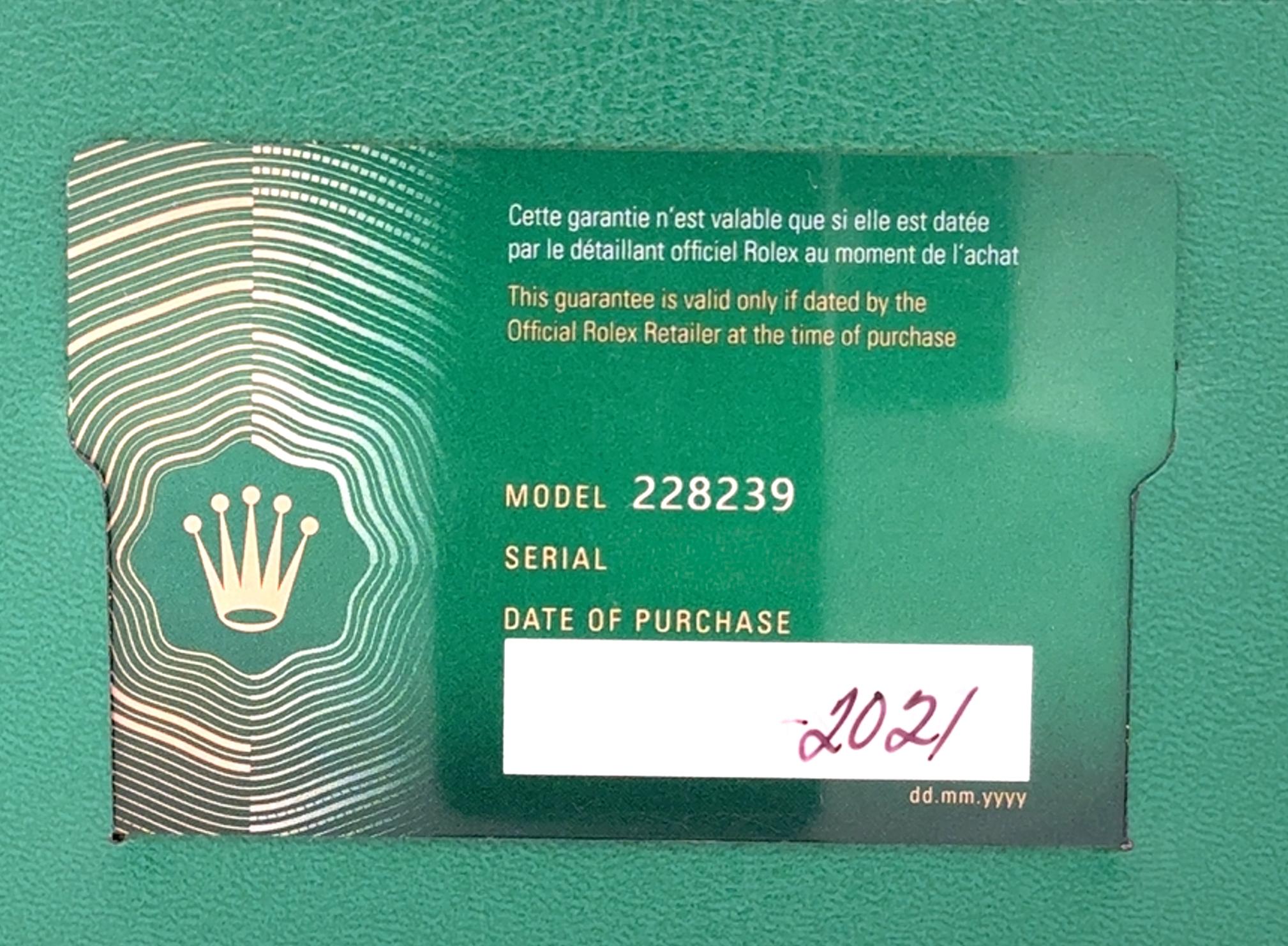 Rolex 2021 Day-Date 40mm M228239-0049 Diamond Dial Sapphire Indices Watch