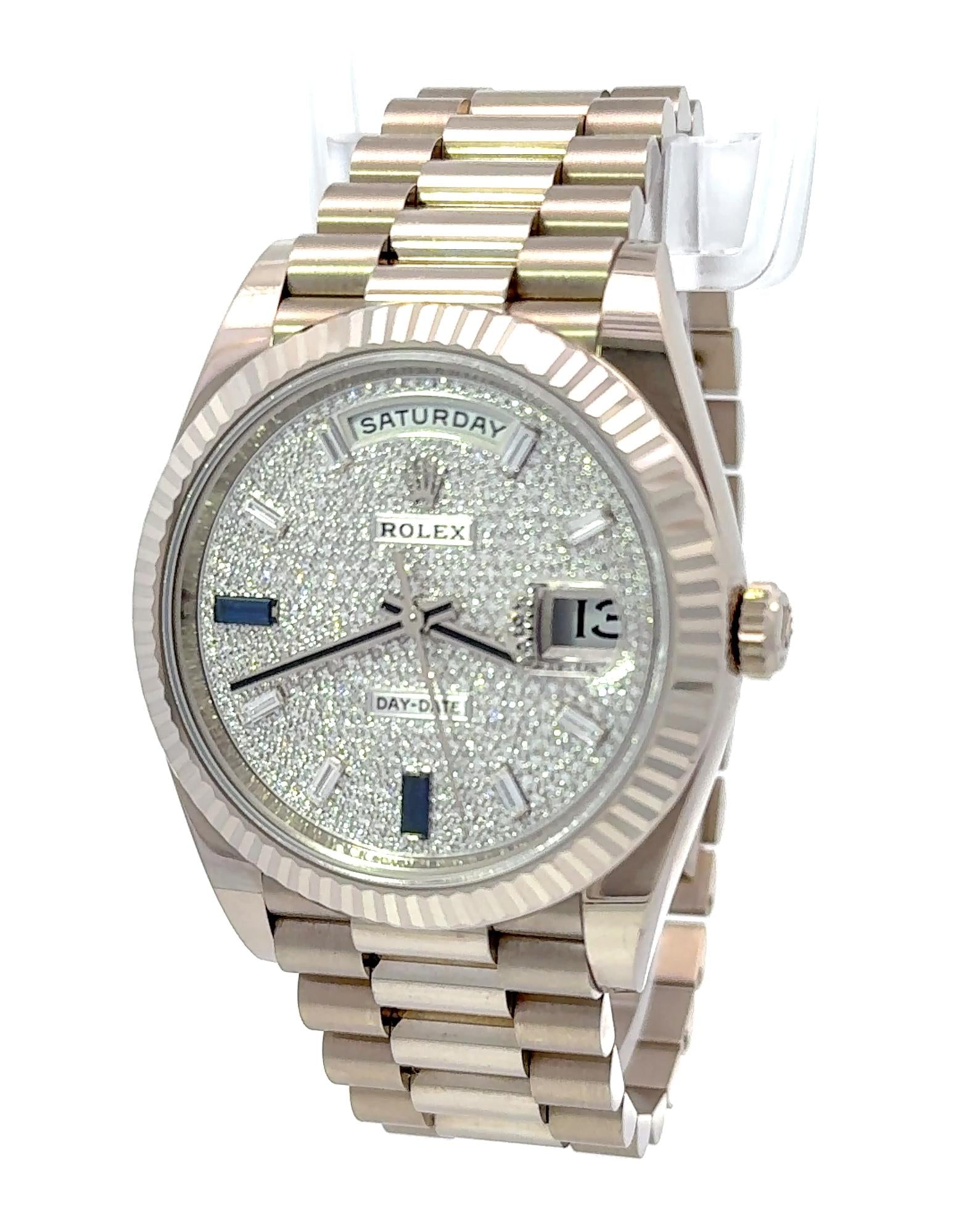 Rolex 2021 Day-Date 40mm M228239-0049 Diamond Dial Sapphire Indices Watch