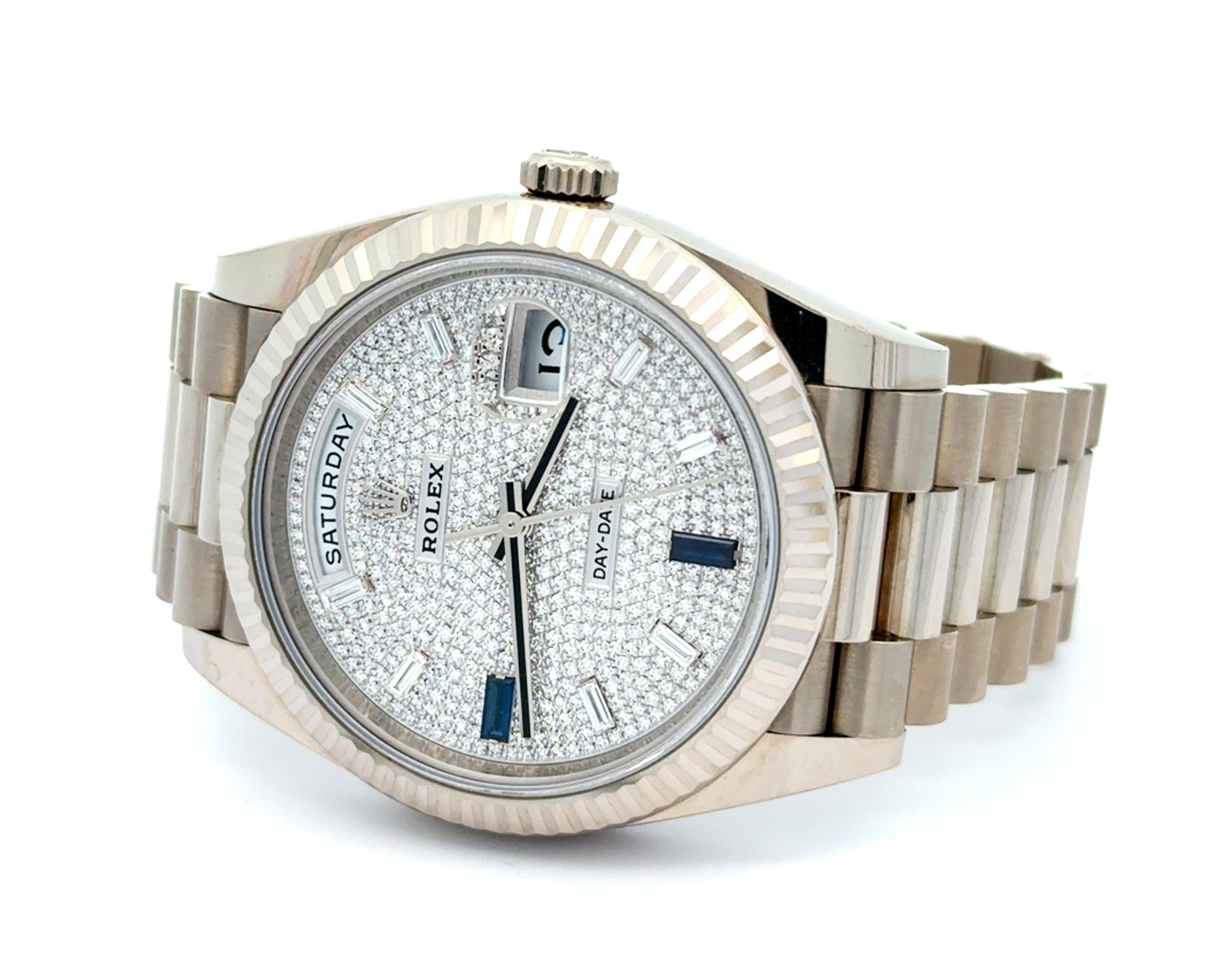 Rolex 2021 Day-Date 40mm M228239-0049 Diamond Dial Sapphire Indices Watch