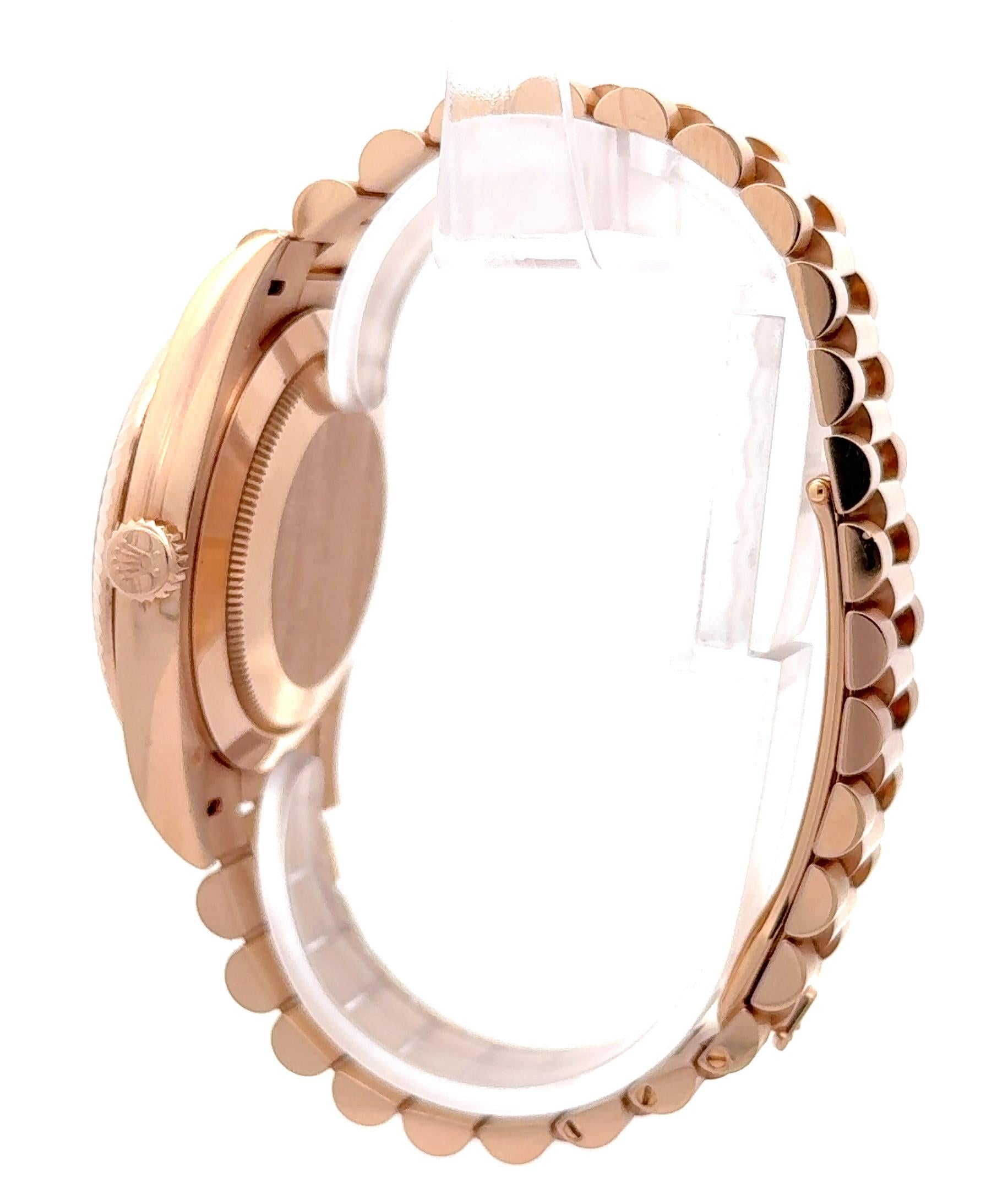 Rolex 2017 Day-Date 228235 Rose Gold Diamond Indices Watch w/ Box and Papers