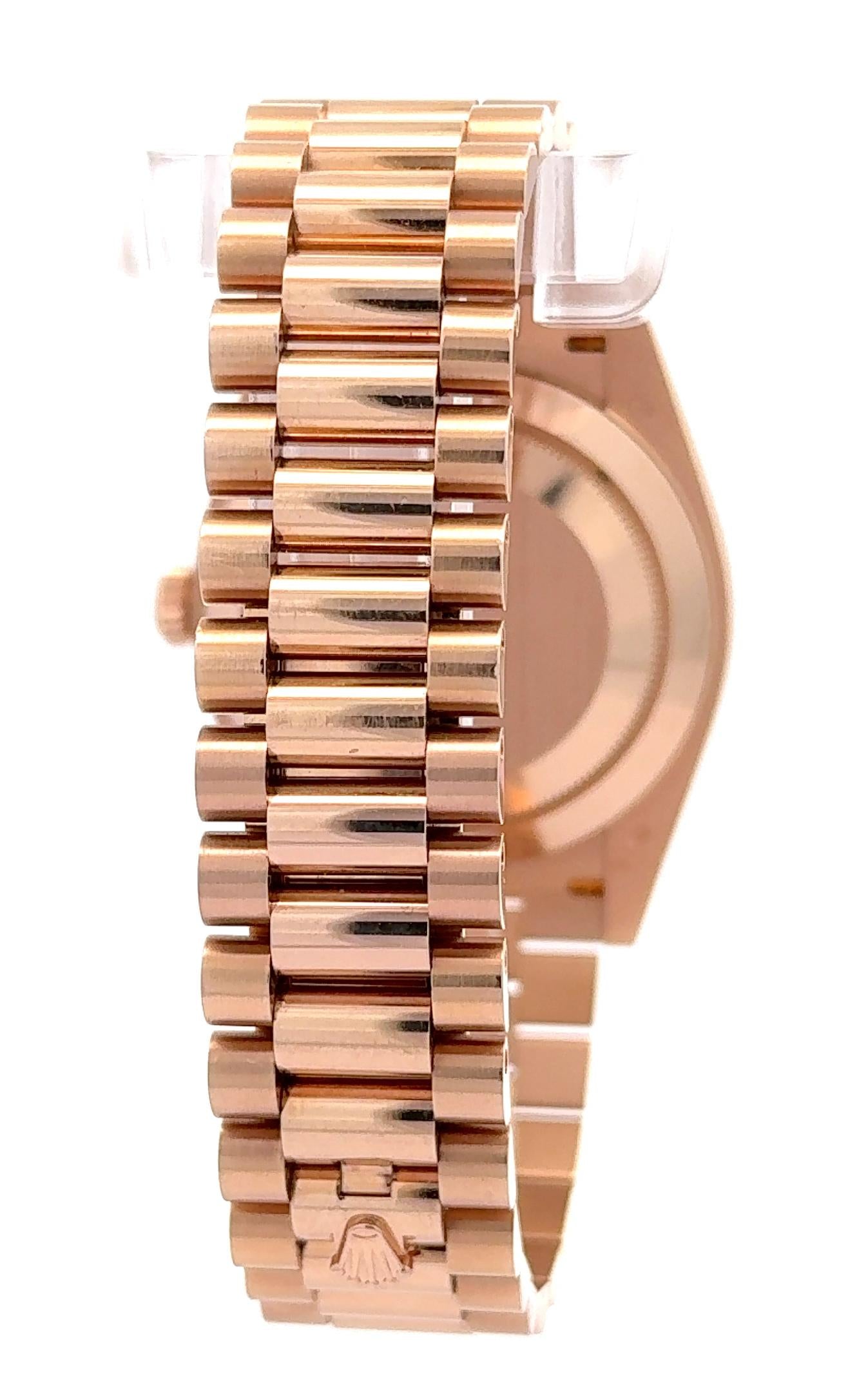 Rolex 2017 Day-Date 228235 Rose Gold Diamond Indices Watch w/ Box and Papers