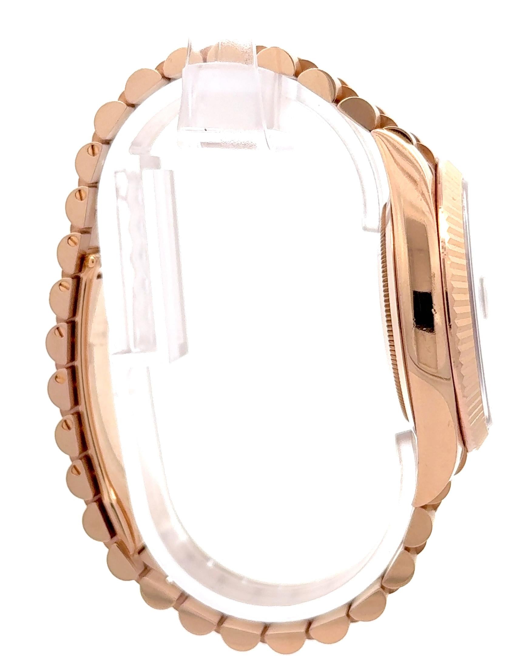 Rolex 2017 Day-Date 228235 Rose Gold Diamond Indices Watch w/ Box and Papers