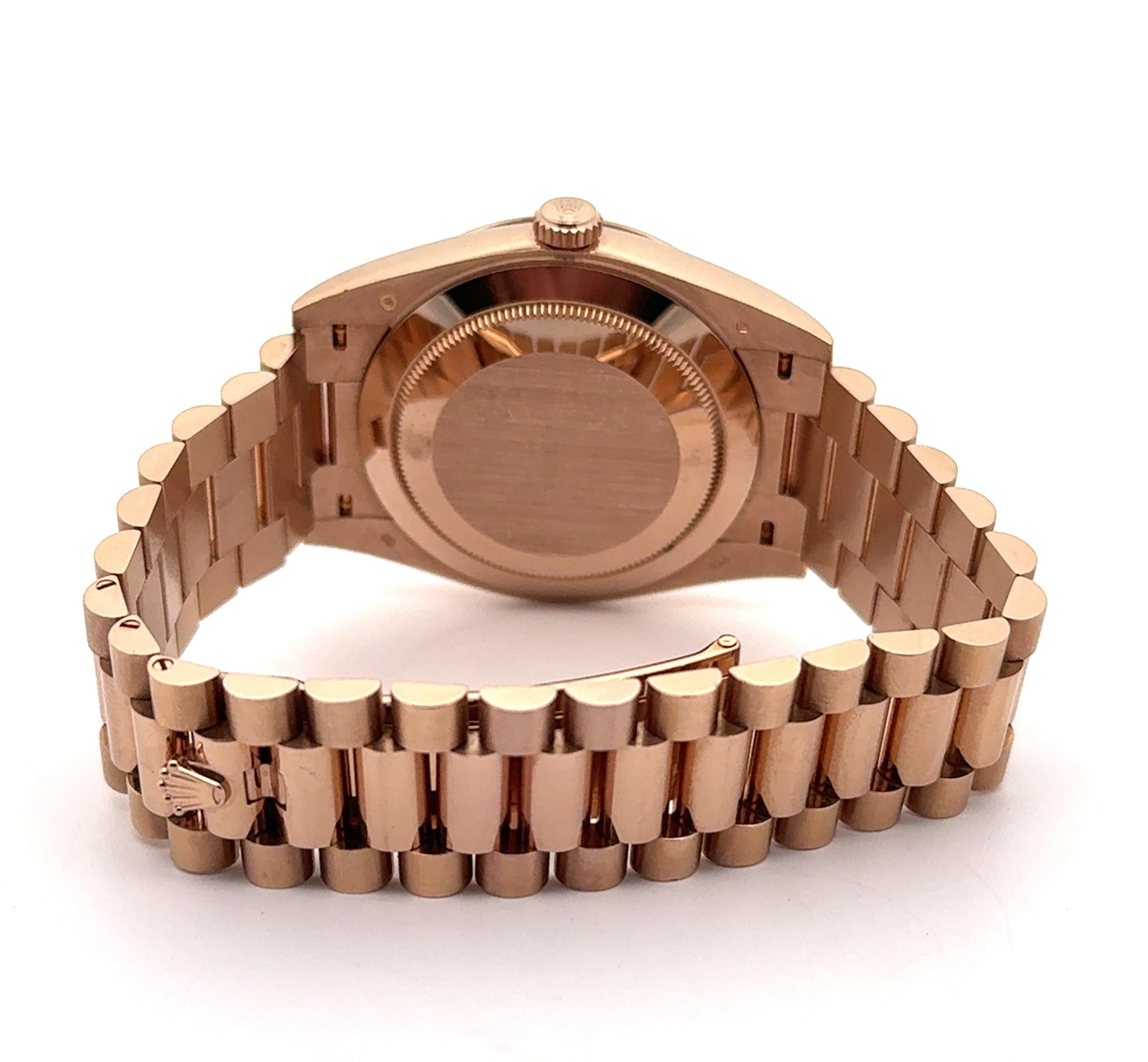 Rolex 2017 Day-Date 228235 Rose Gold Diamond Indices Watch w/ Box and Papers