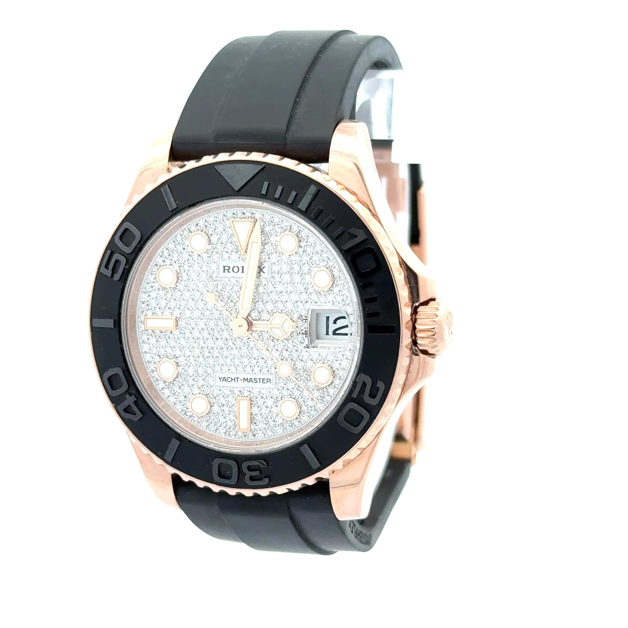 Rolex 2021 Yacht-Master 126655 Diamond Pave 37mm Gold Watch w/ Box and Papers