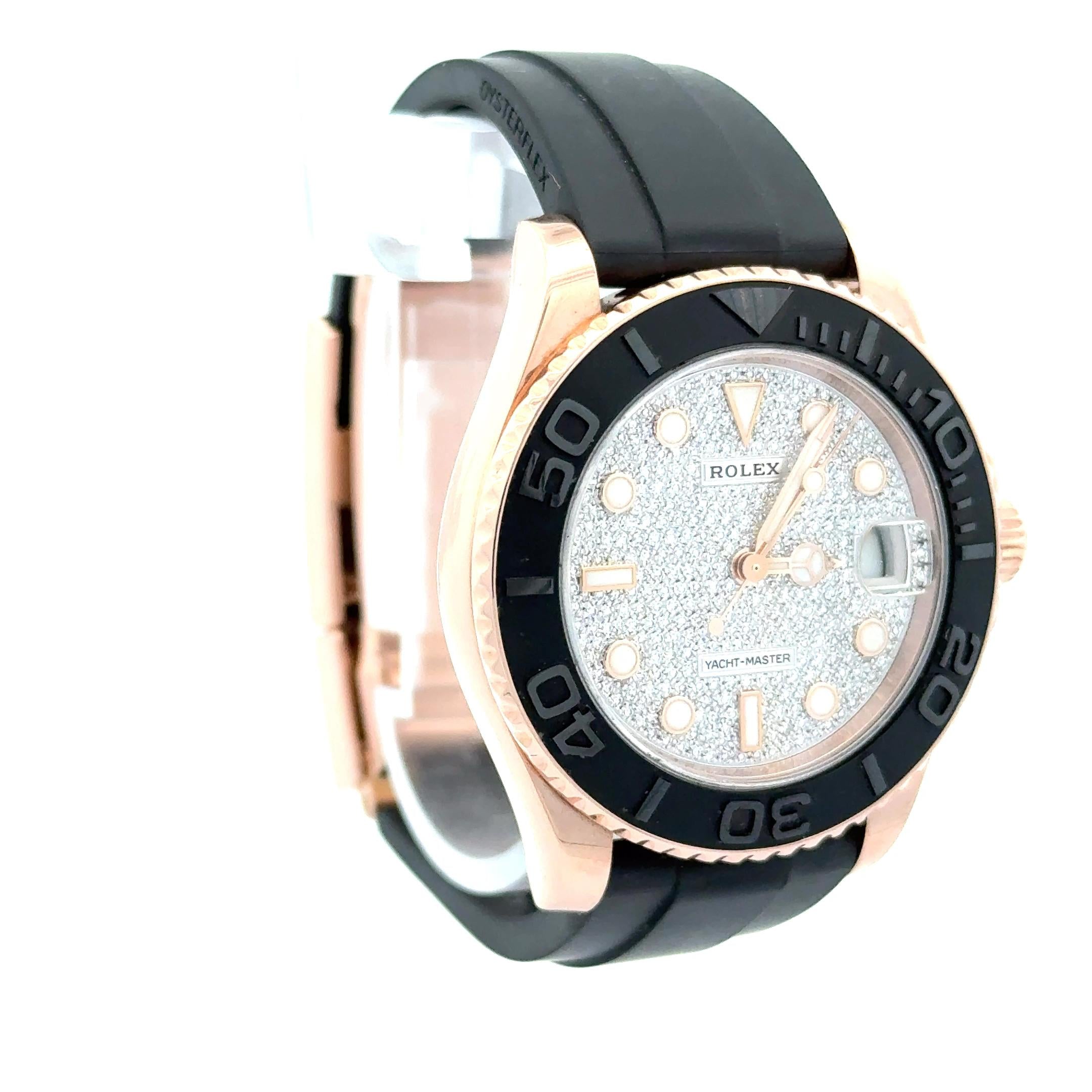 Rolex 2021 Yacht-Master 126655 Diamond Pave 37mm Gold Watch w/ Box and Papers