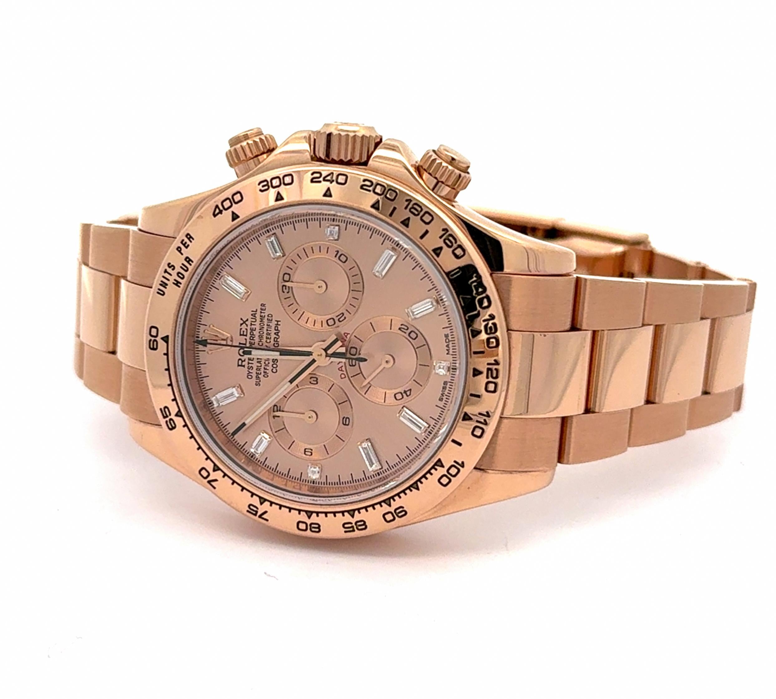 Rolex 2020 Daytona 116505 Rose Gold Diamond Indices Watch w/ Box and Papers